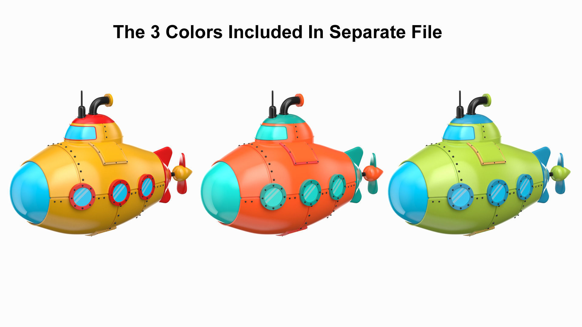 Cartoon Yellow Submarine 3D model_1