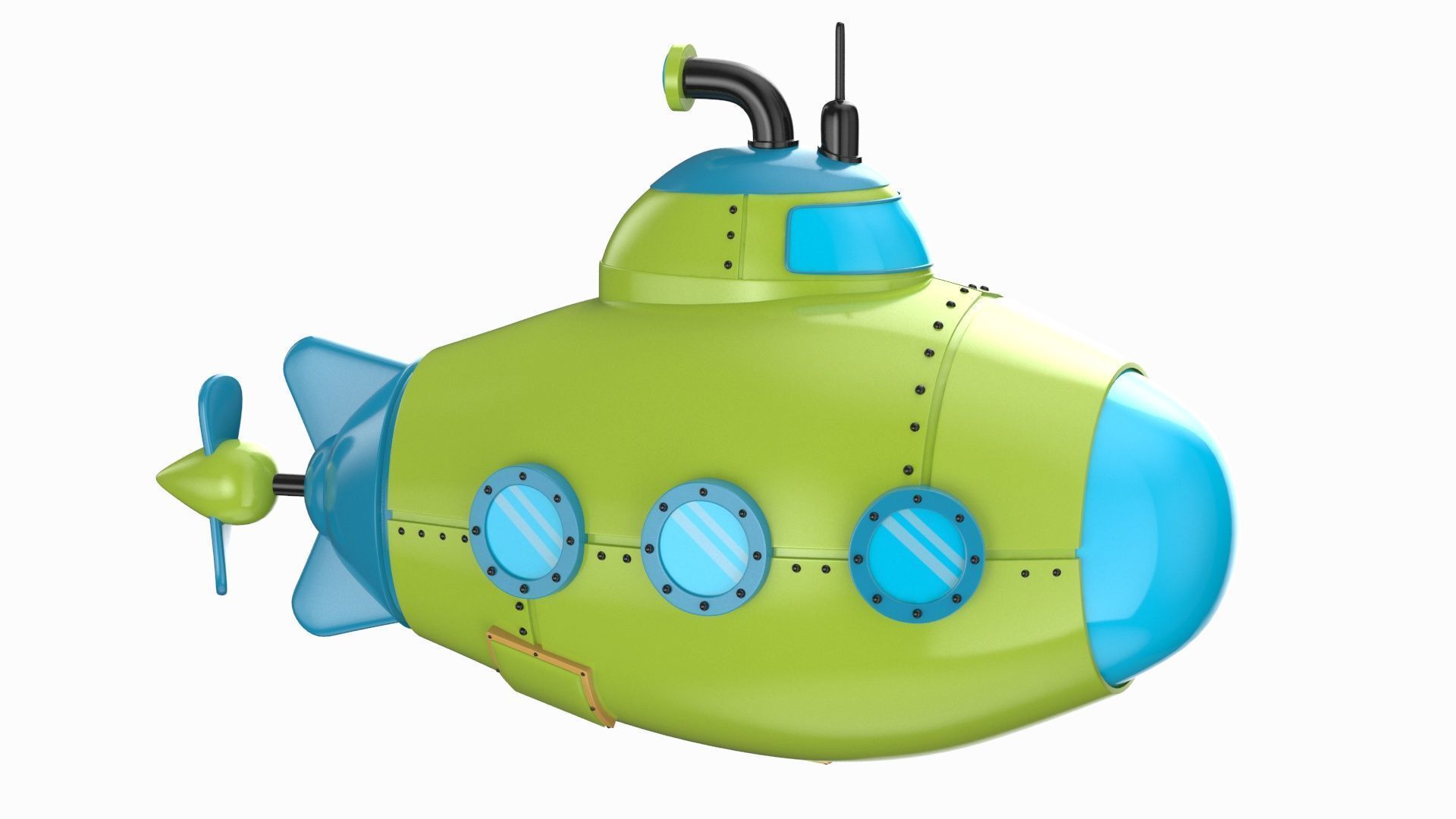 Cartoon Yellow Submarine 3D model_8