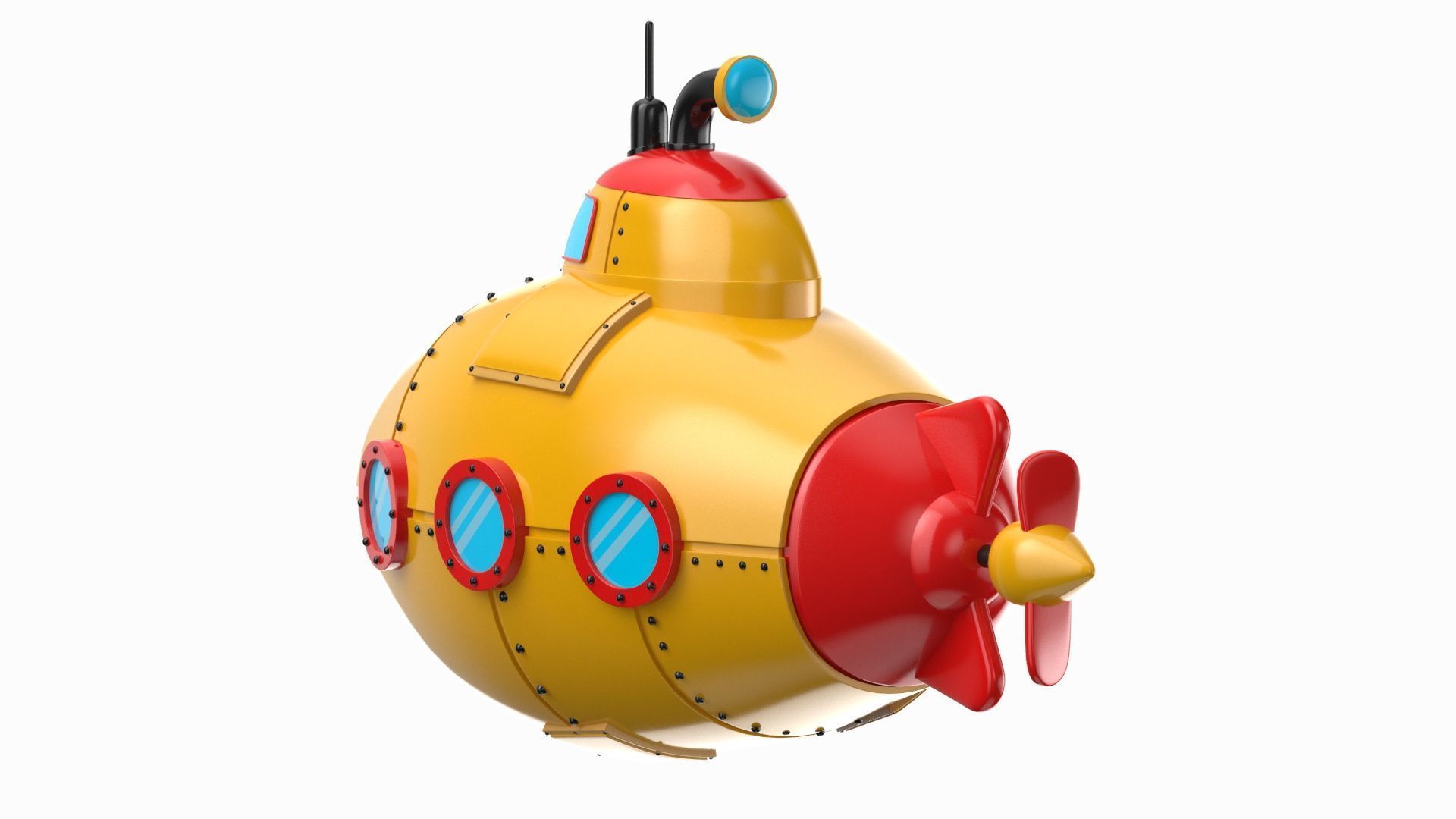 Cartoon Yellow Submarine 3D model_9
