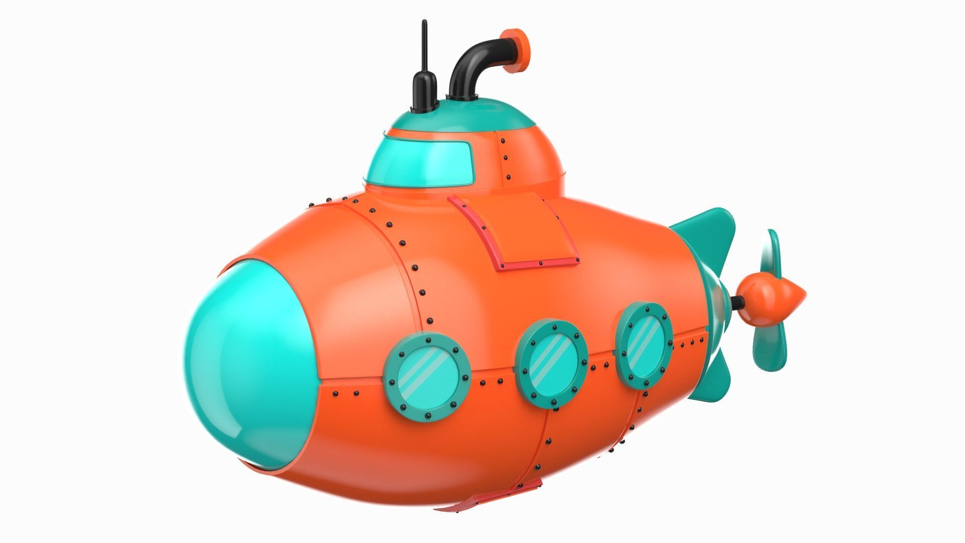 Cartoon Yellow Submarine 3D model_3