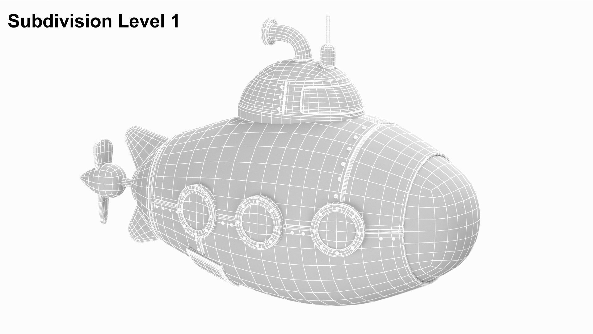 Cartoon Yellow Submarine 3D model_17