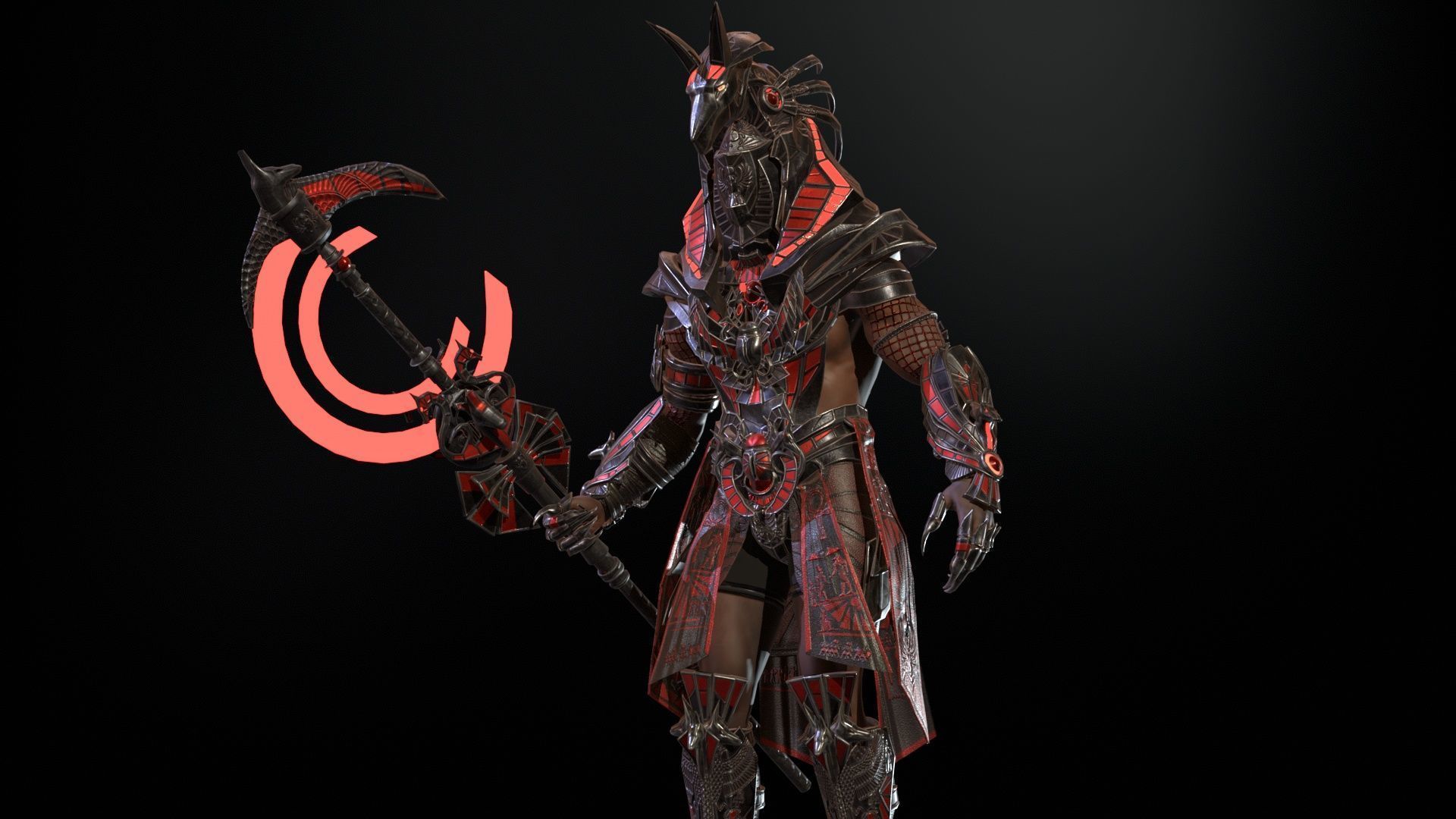 Anubis Egyptian God Low-poly 3D model_27