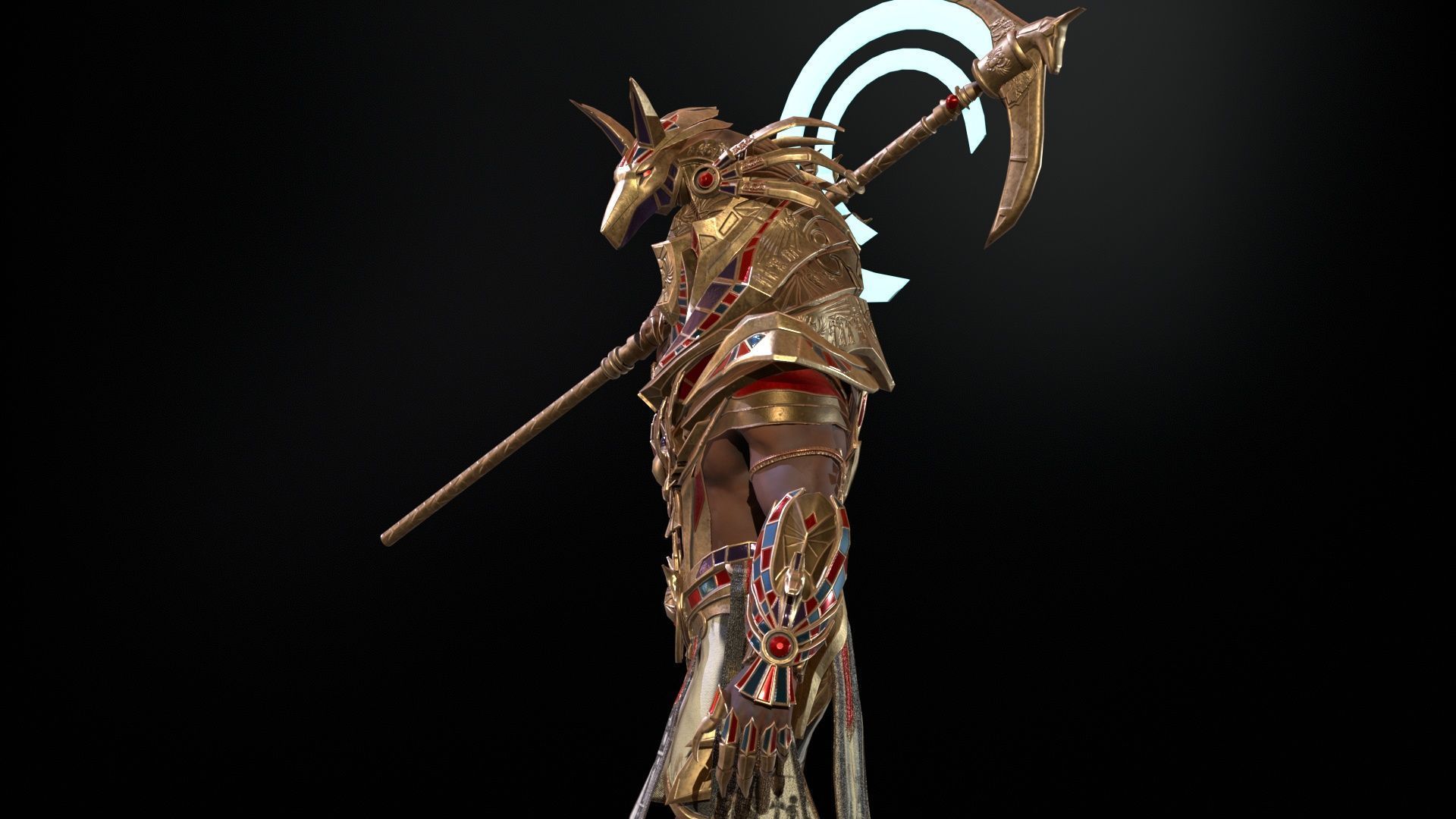 Anubis Egyptian God Low-poly 3D model_19