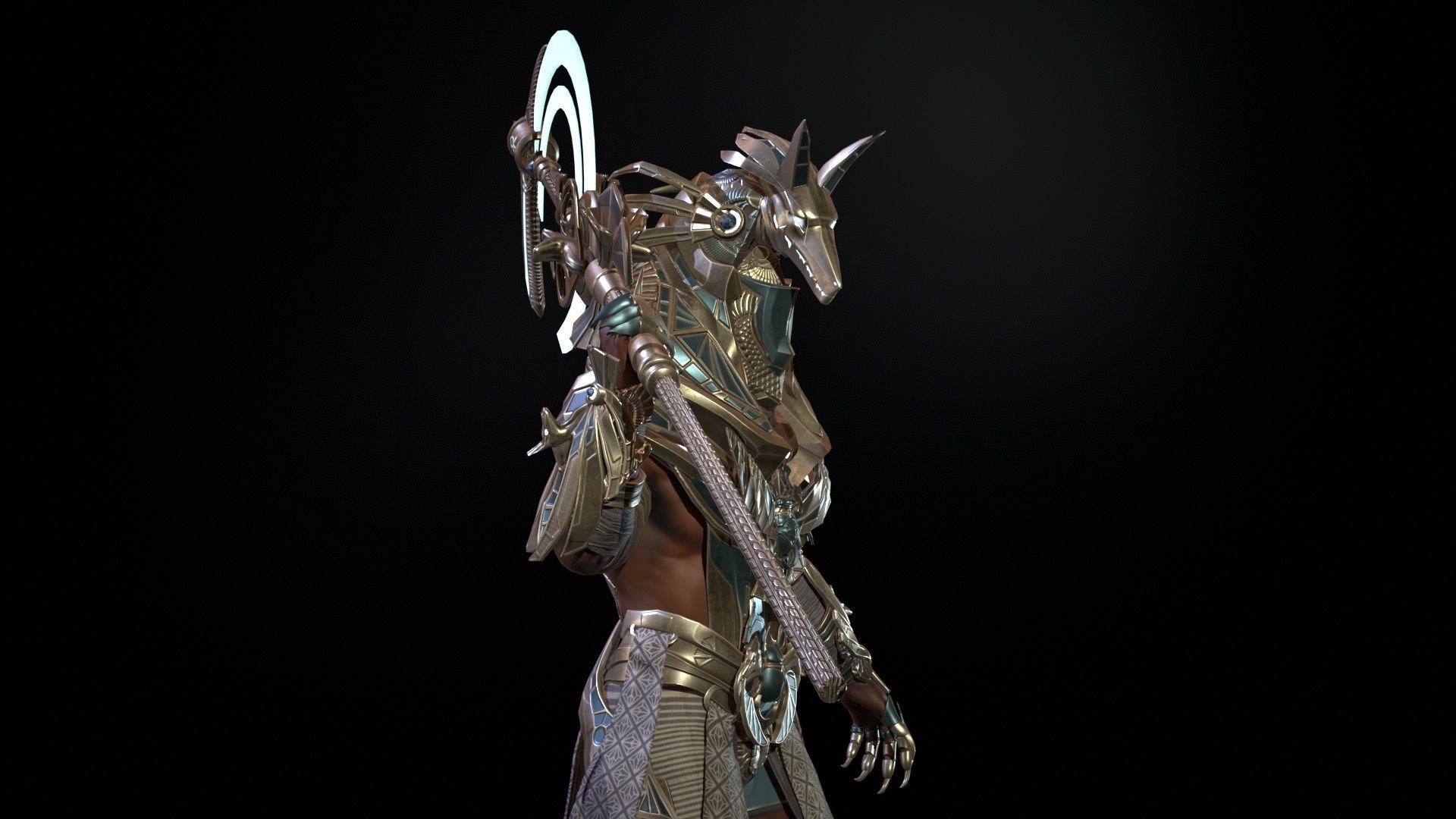 Anubis Egyptian God Low-poly 3D model_25