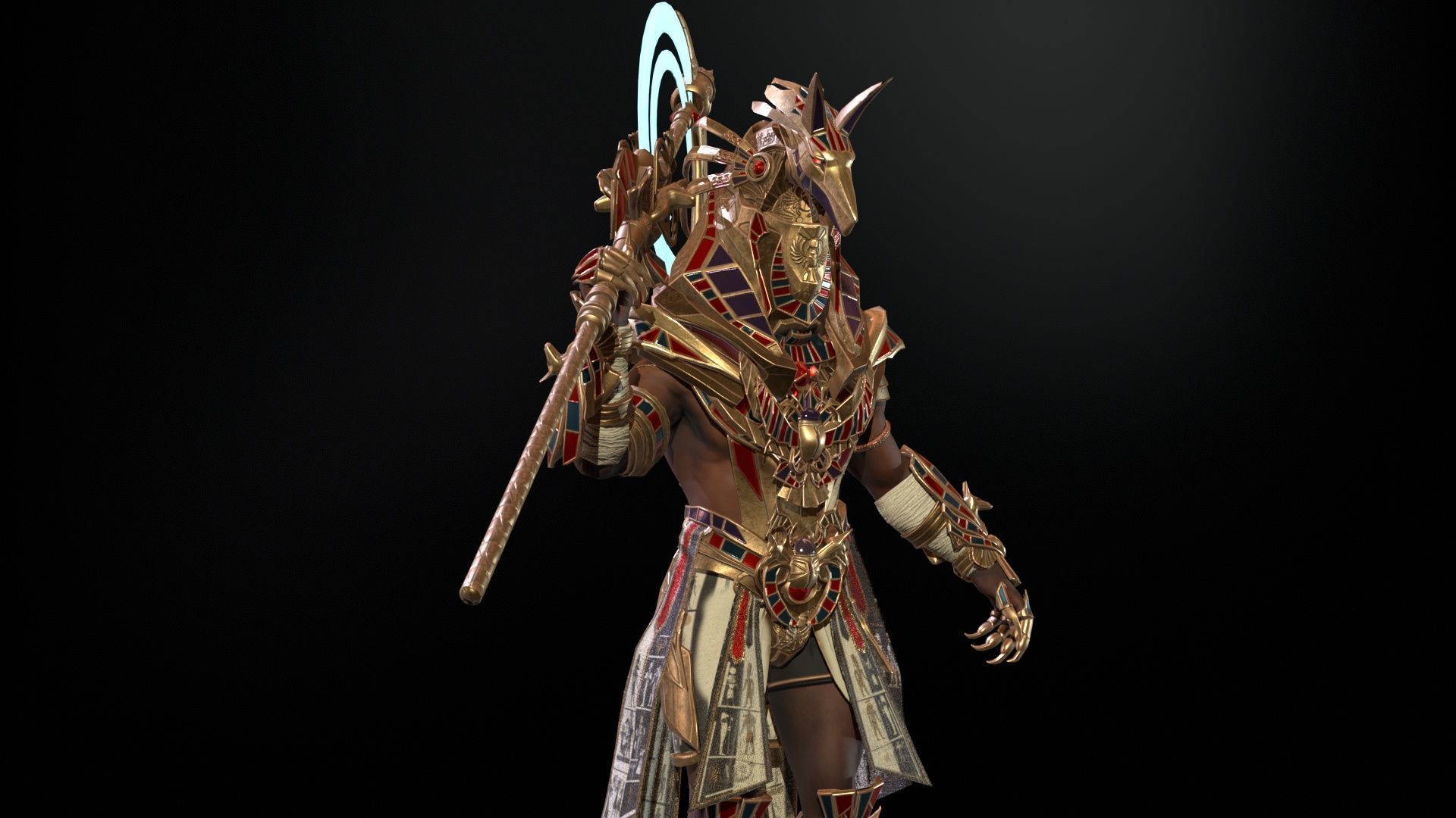 Anubis Egyptian God Low-poly 3D model_18