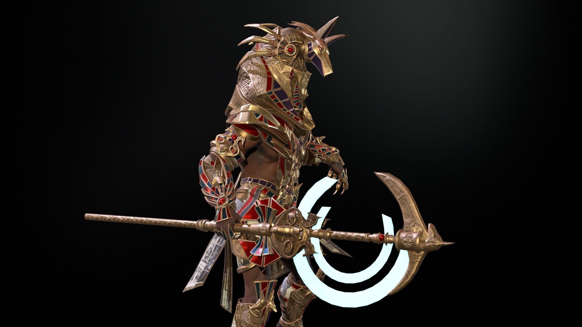 Anubis Egyptian God Low-poly 3D model_17