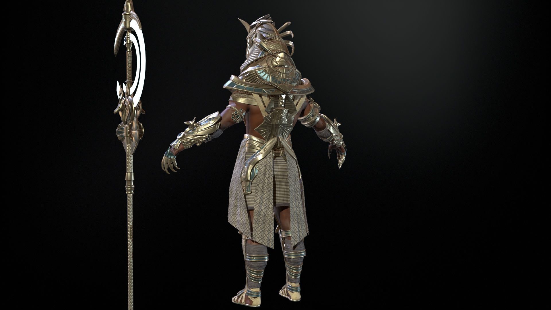 Anubis Egyptian God Low-poly 3D model_14