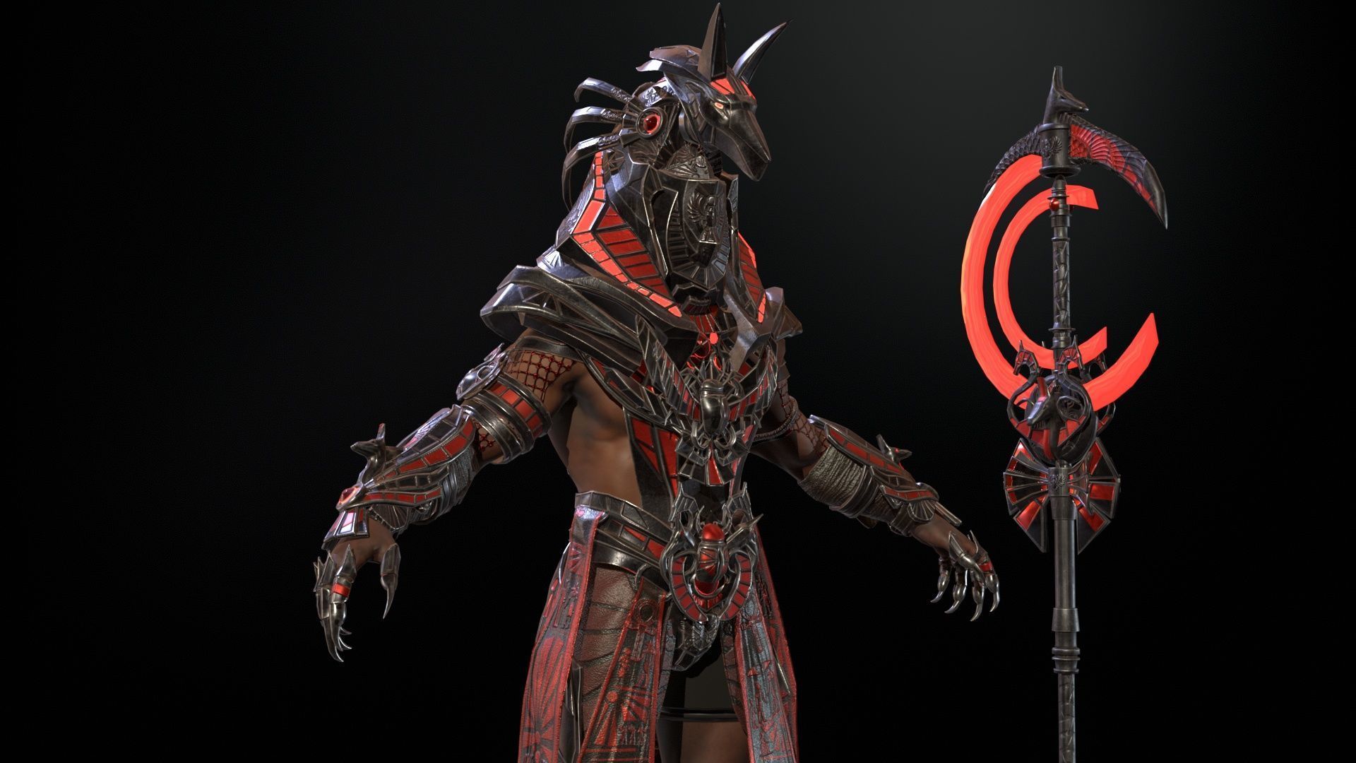 Anubis Egyptian God Low-poly 3D model_12