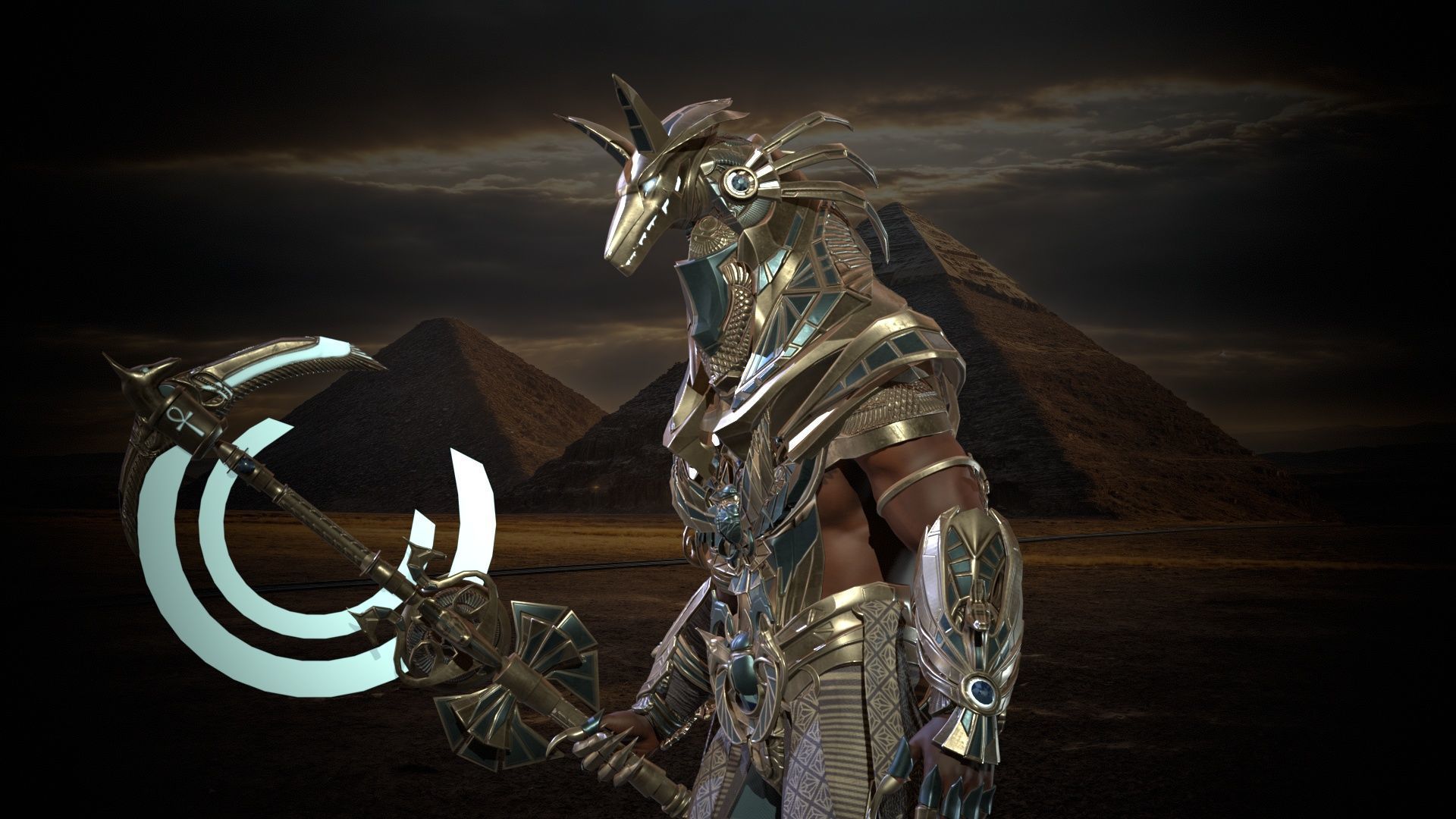 Anubis Egyptian God Low-poly 3D model_21