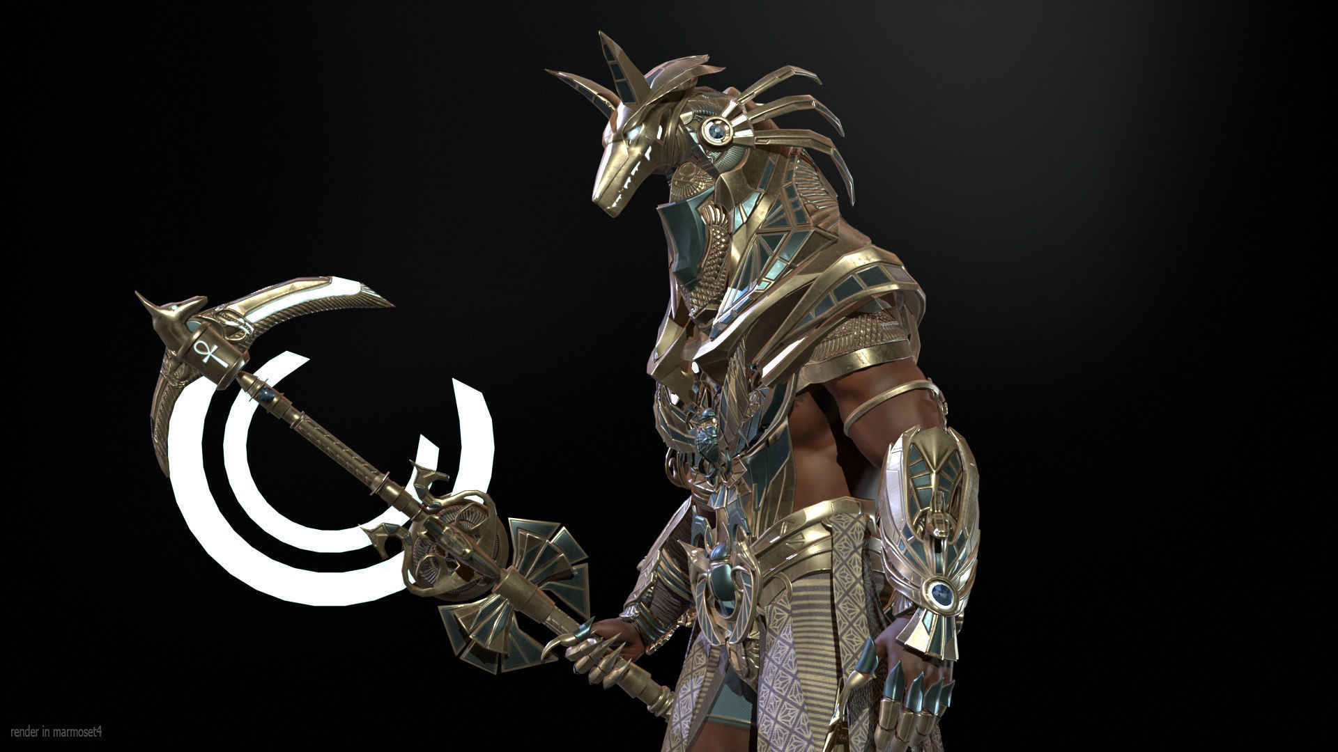 Anubis Egyptian God Low-poly 3D model_2