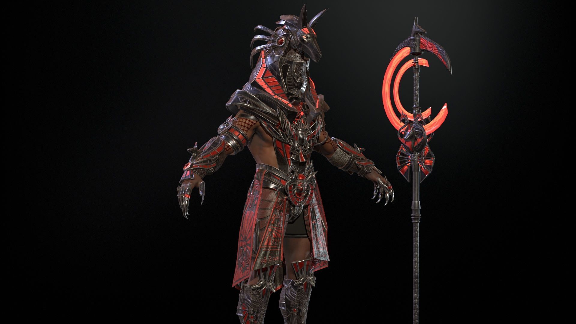 Anubis Egyptian God Low-poly 3D model_10