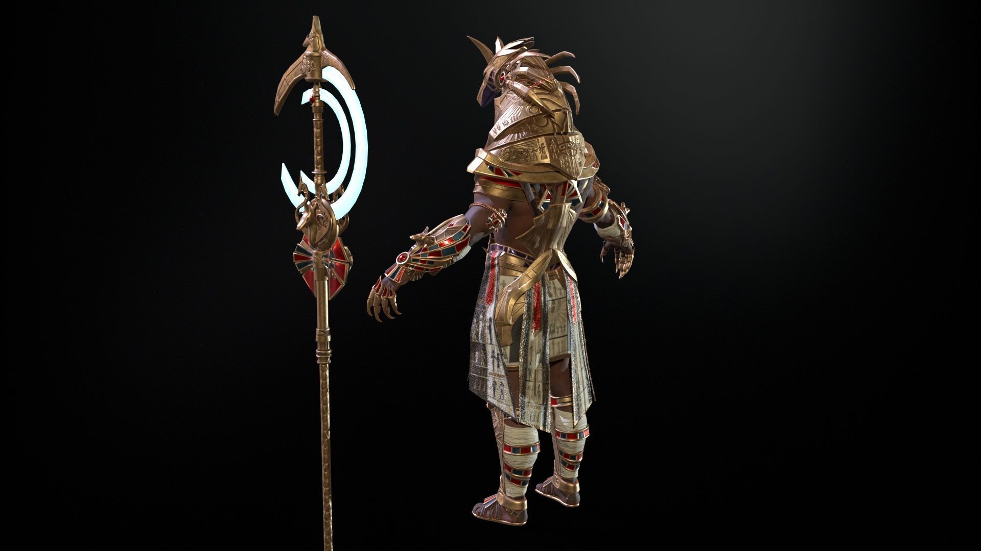 Anubis Egyptian God Low-poly 3D model_7