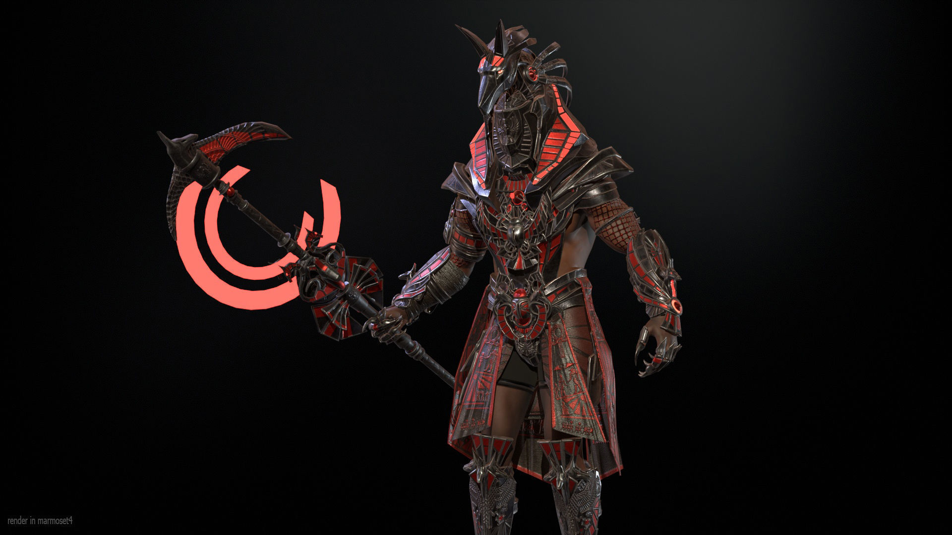 Anubis Egyptian God Low-poly 3D model_5