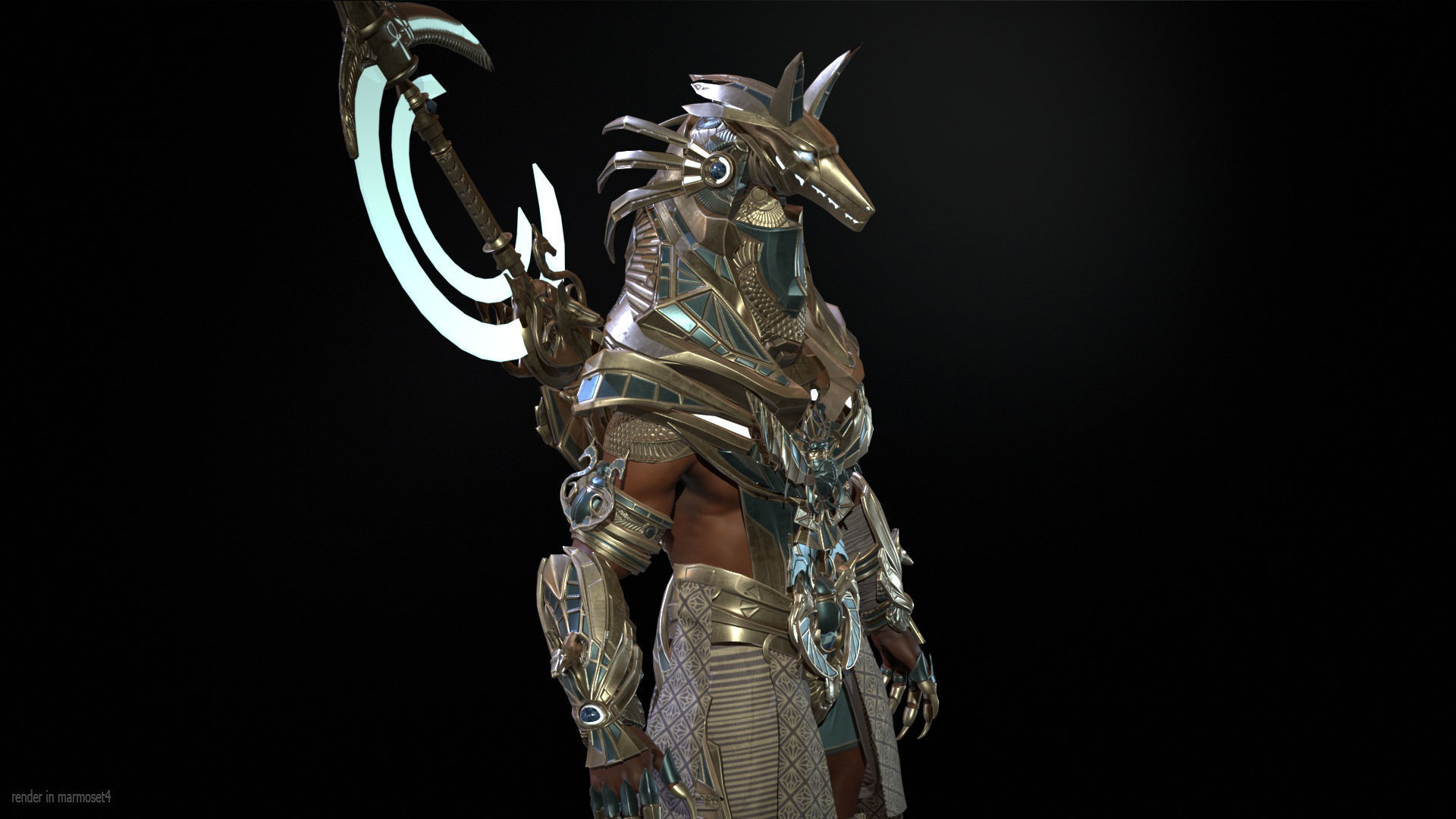 Anubis Egyptian God Low-poly 3D model_4