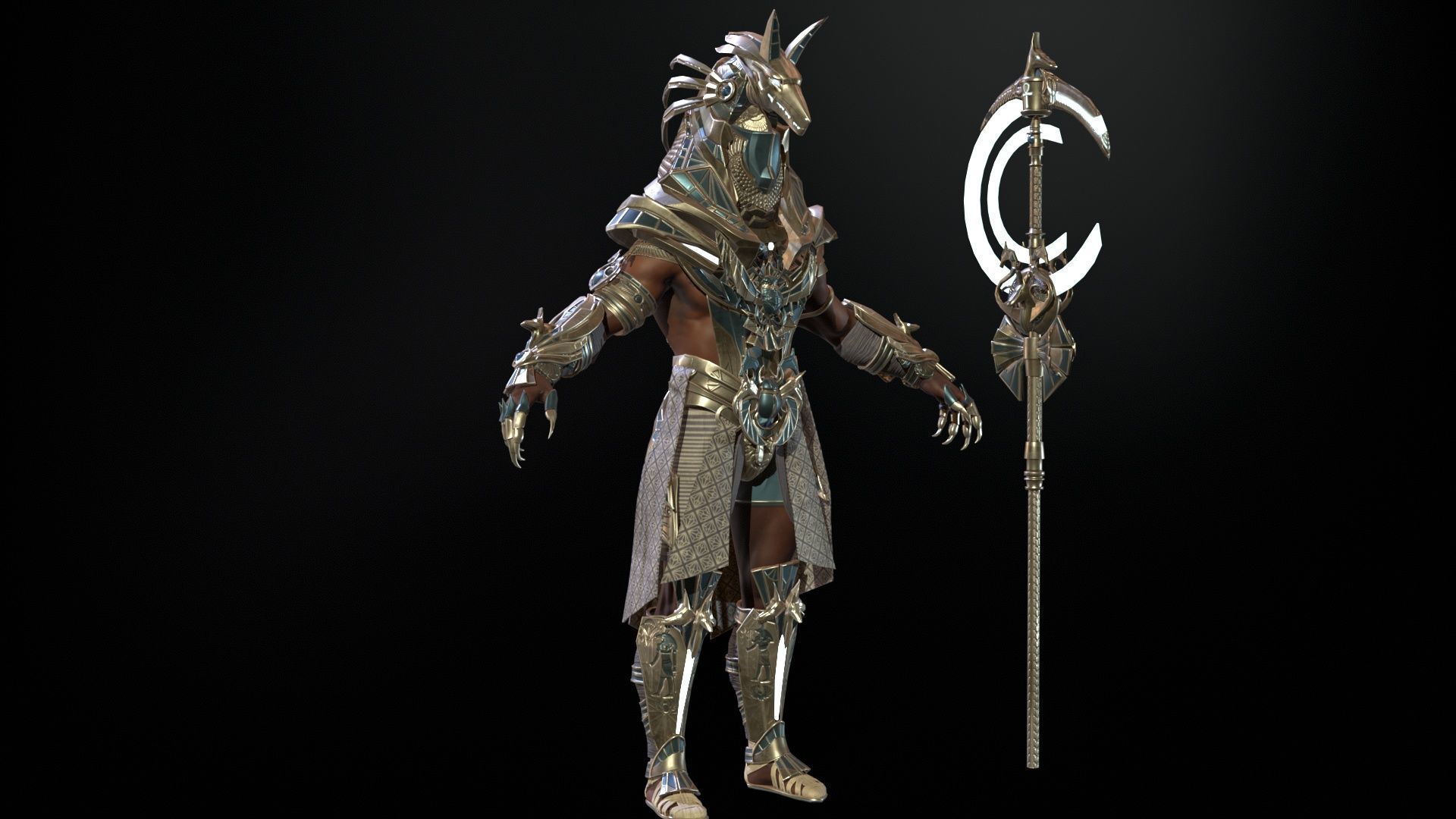 Anubis Egyptian God Low-poly 3D model_13