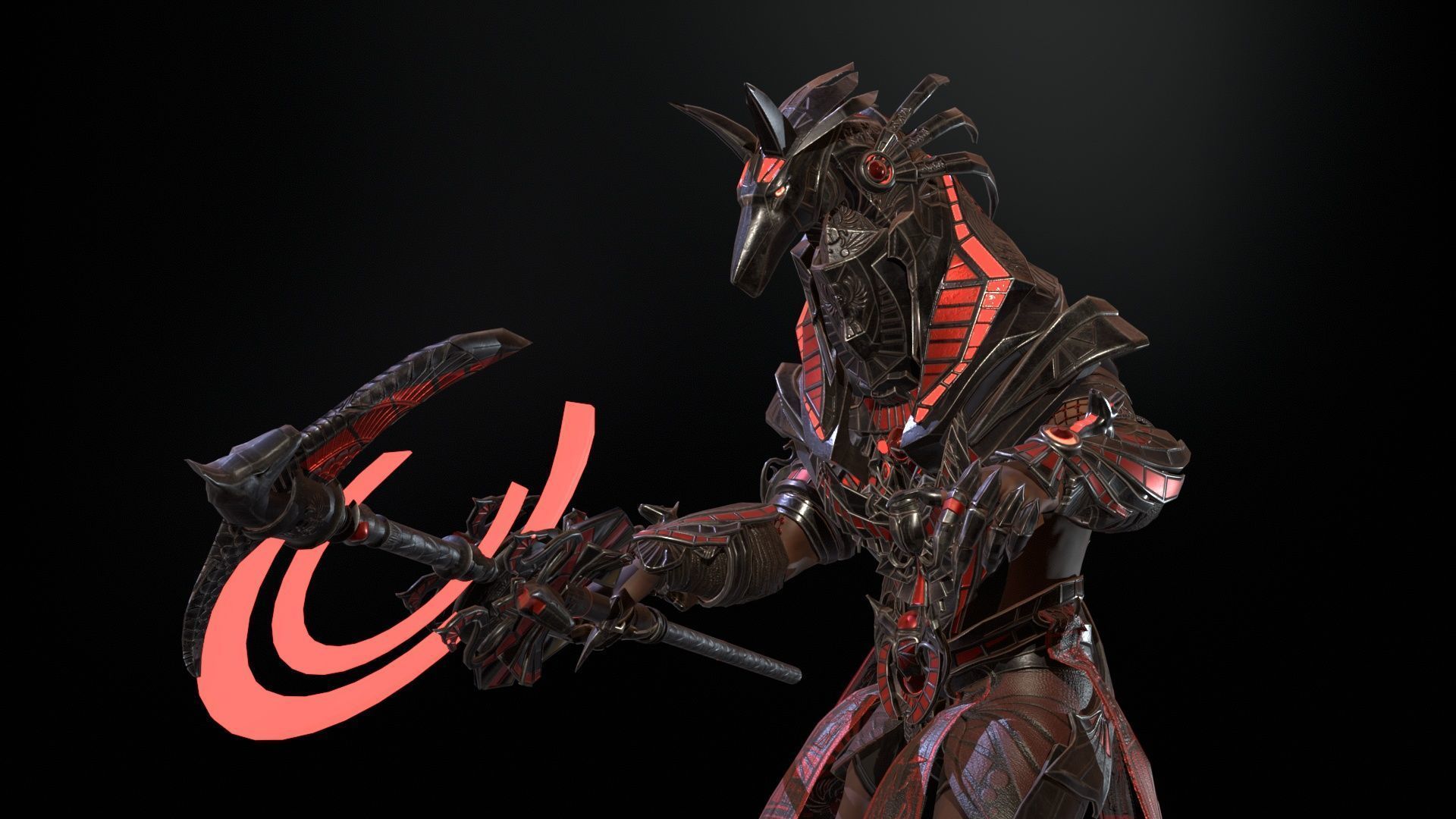 Anubis Egyptian God Low-poly 3D model_32