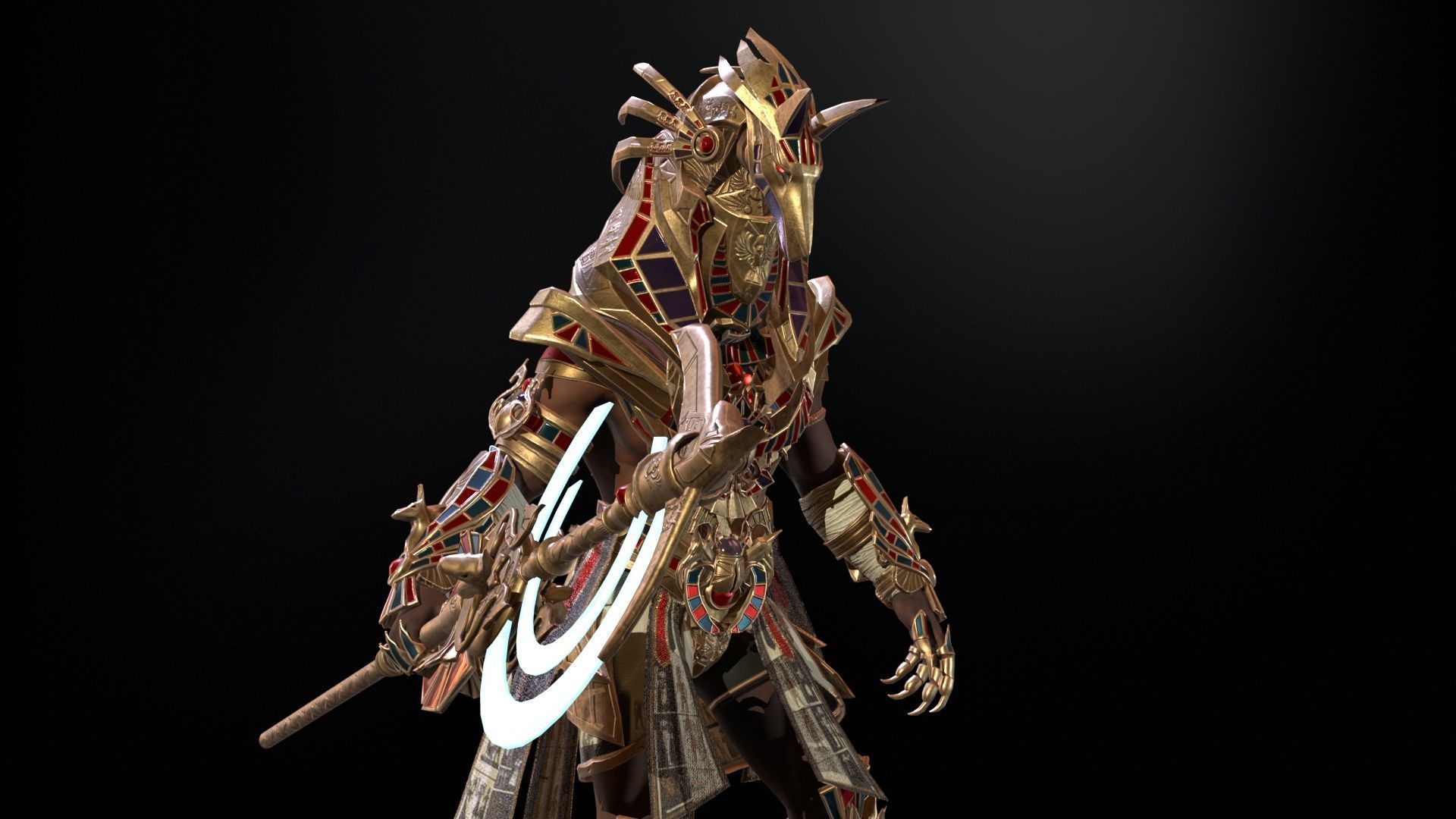 Anubis Egyptian God Low-poly 3D model_15