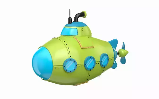 Cartoon Green Submarine
