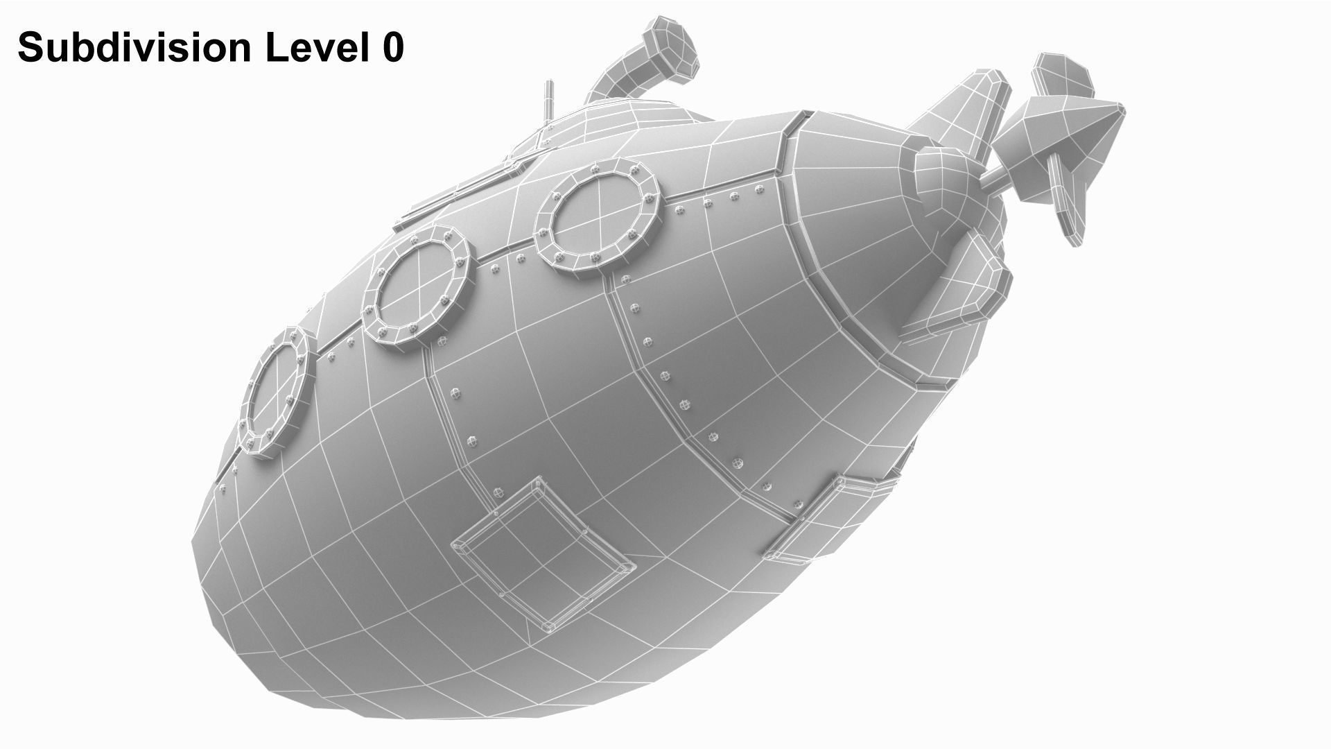 Cartoon Green Submarine 3D model_18