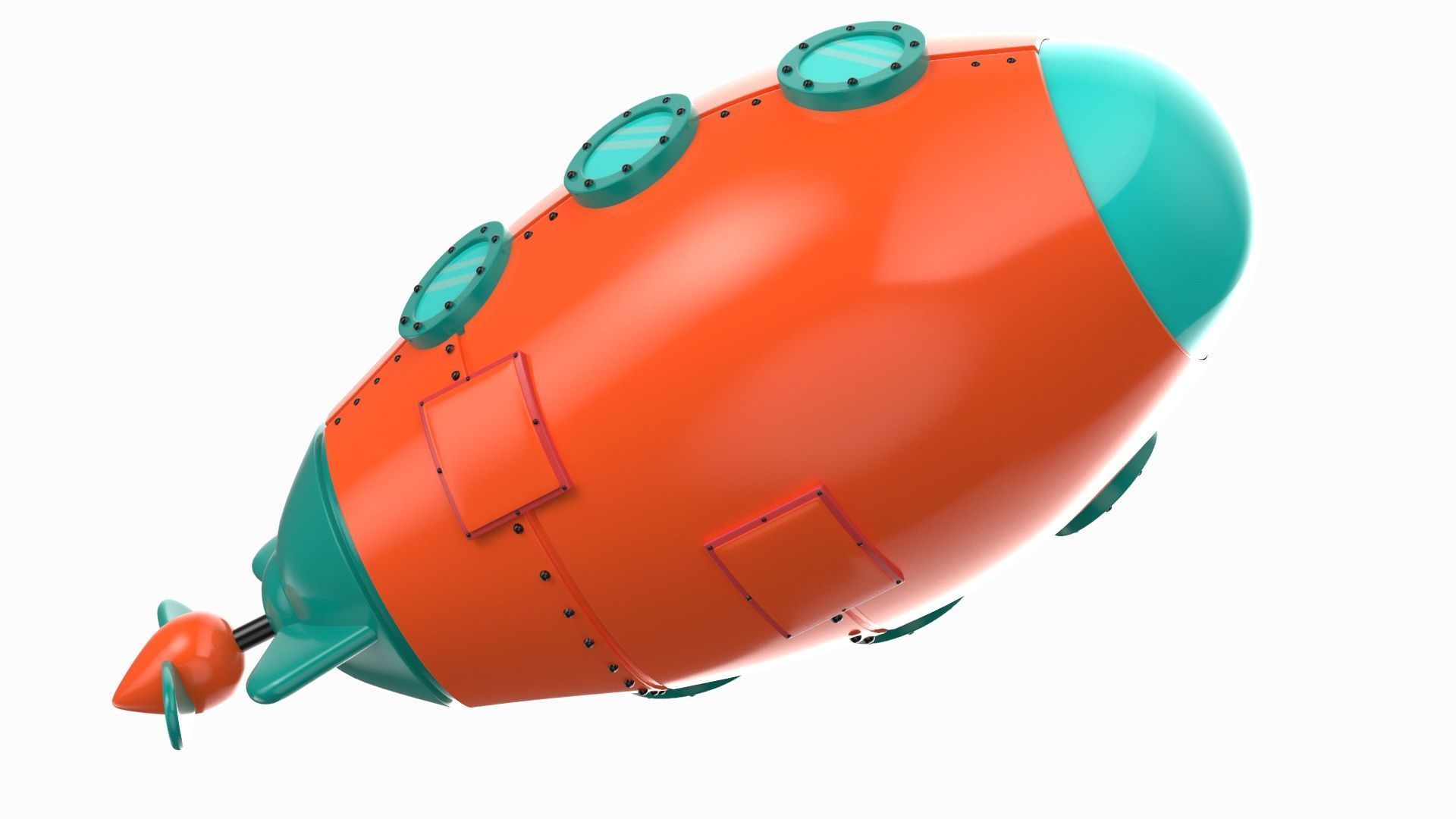 Cartoon Green Submarine 3D model_11