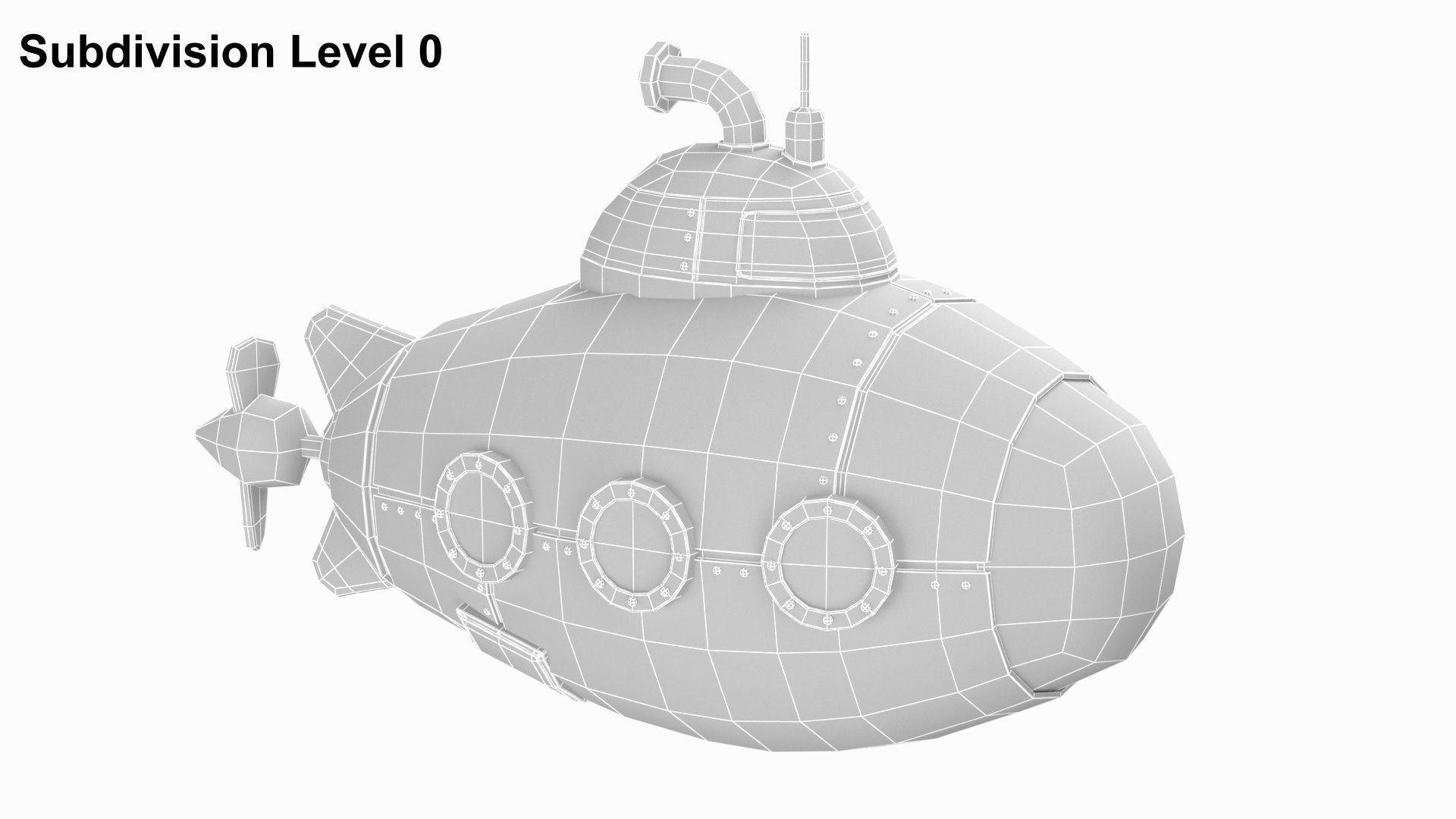 Cartoon Green Submarine 3D model_16