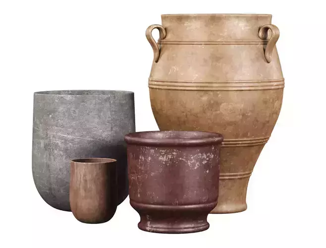 Outdoor Decorative Vases set  3D model