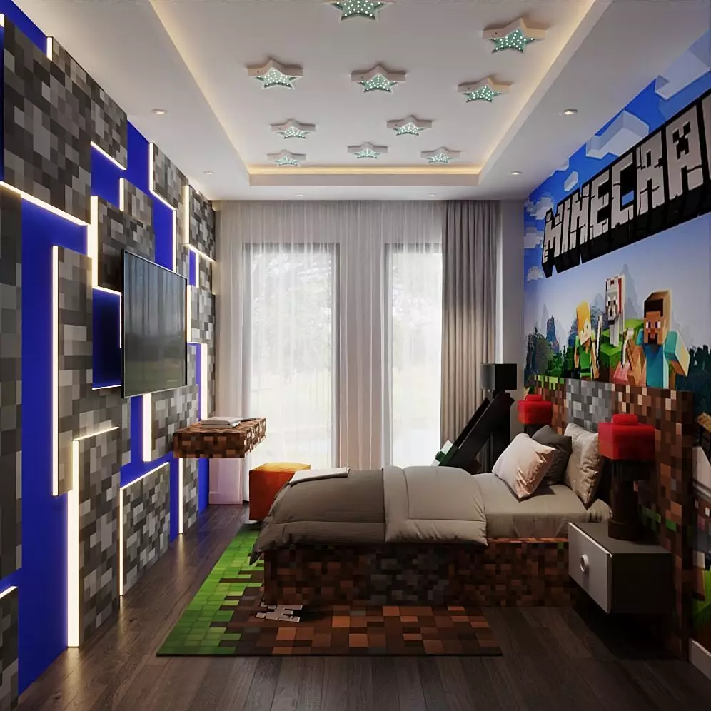 Minecraft themed Childrens Room 3ds Max Corona Scene 3D model