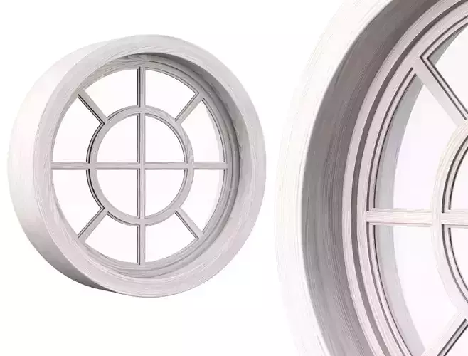 Wooden round window V1  3D model