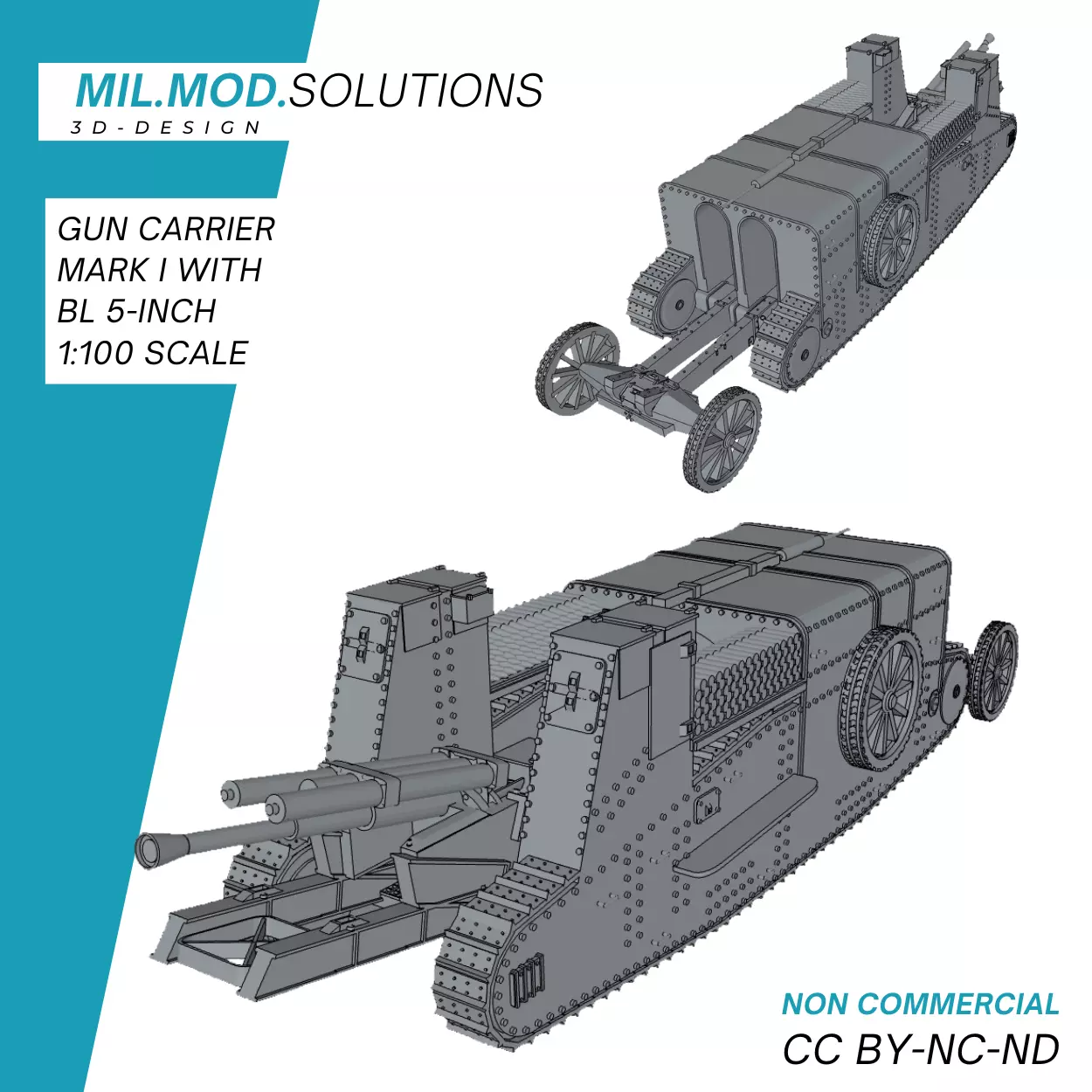 Gun Carrier Mark I mit BL 5-Inch Kanone 3D print model_0