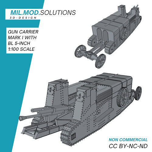 Gun Carrier Mark I mit BL 5-Inch Kanone 3D print model