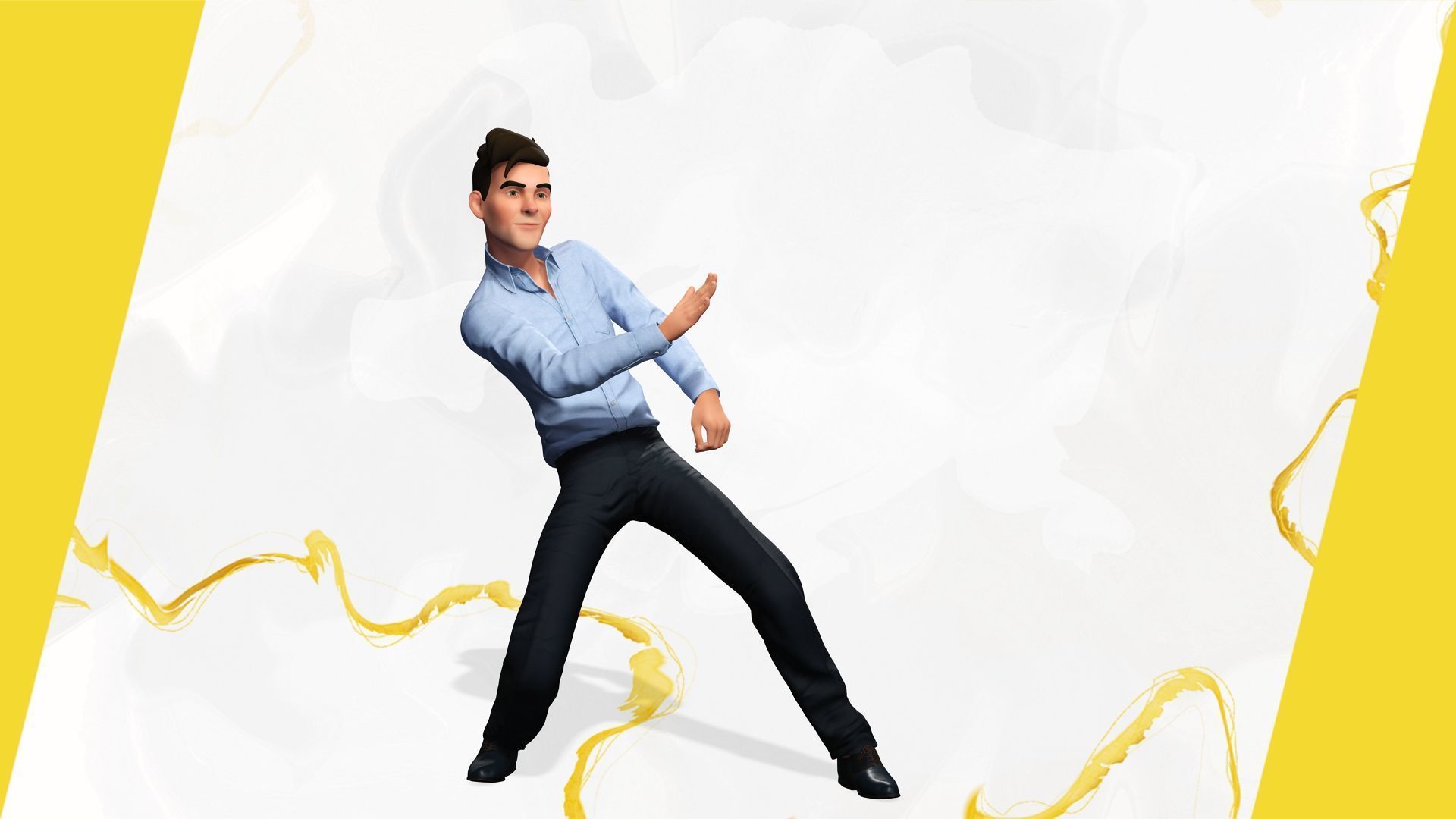 Cartoon Handsome Man in Casual Shirt Low-poly 3D model_16