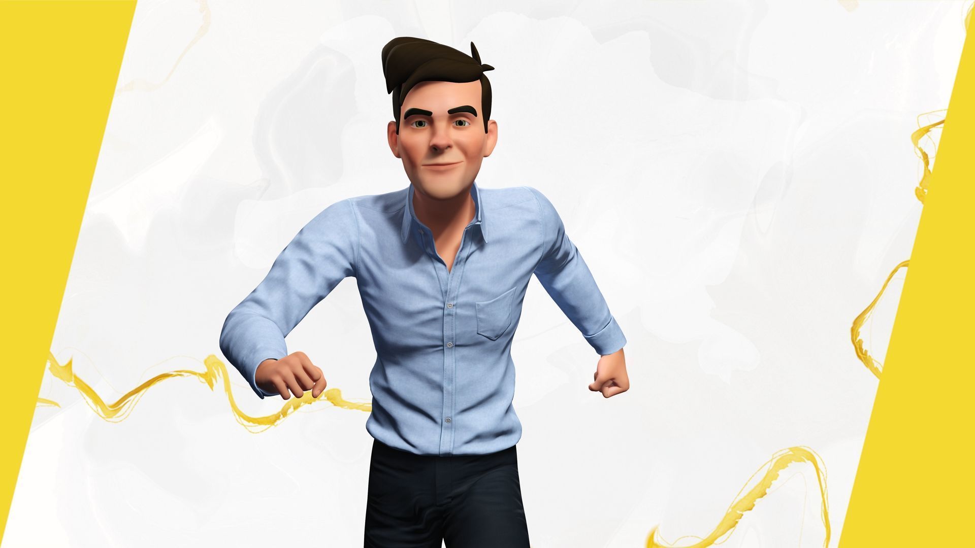 Cartoon Handsome Man in Casual Shirt Low-poly 3D model_7