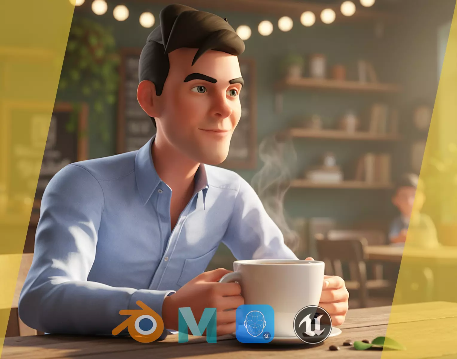 Cartoon Handsome Man in Casual Shirt Low-poly 3D model_0