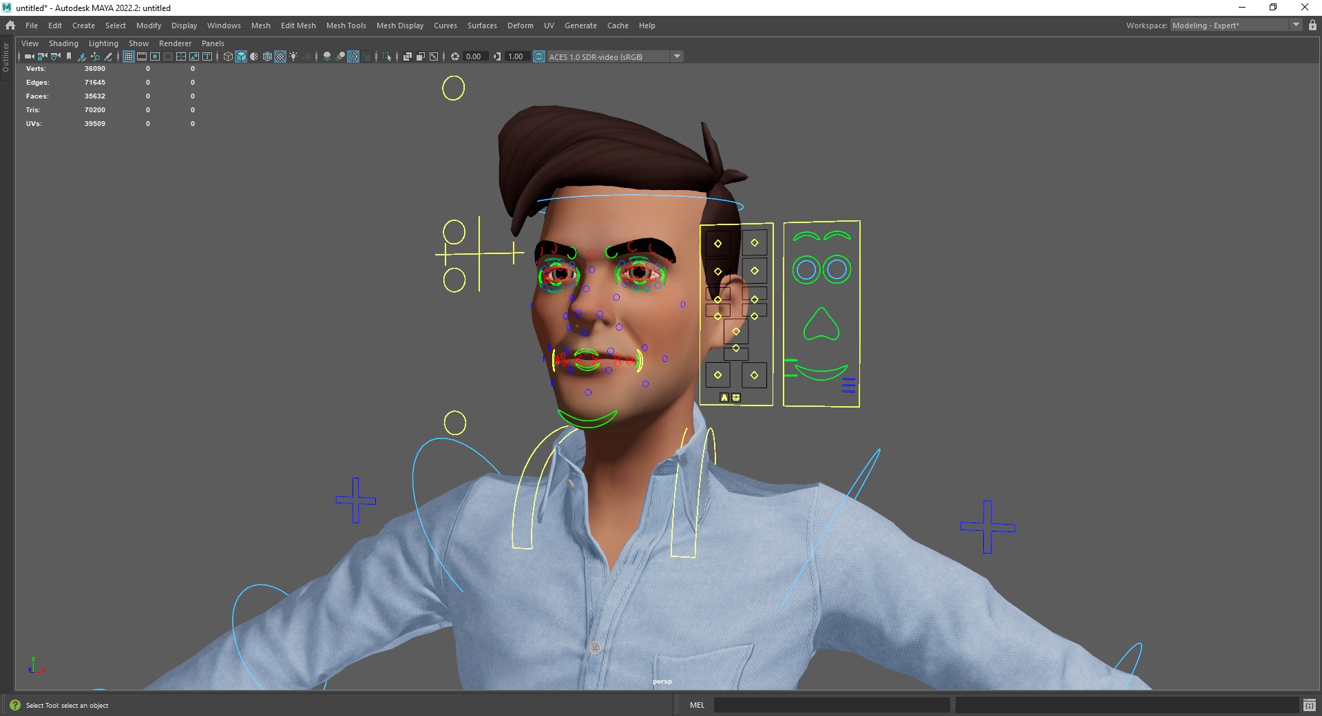 Cartoon Handsome Man in Casual Shirt Low-poly 3D model_24