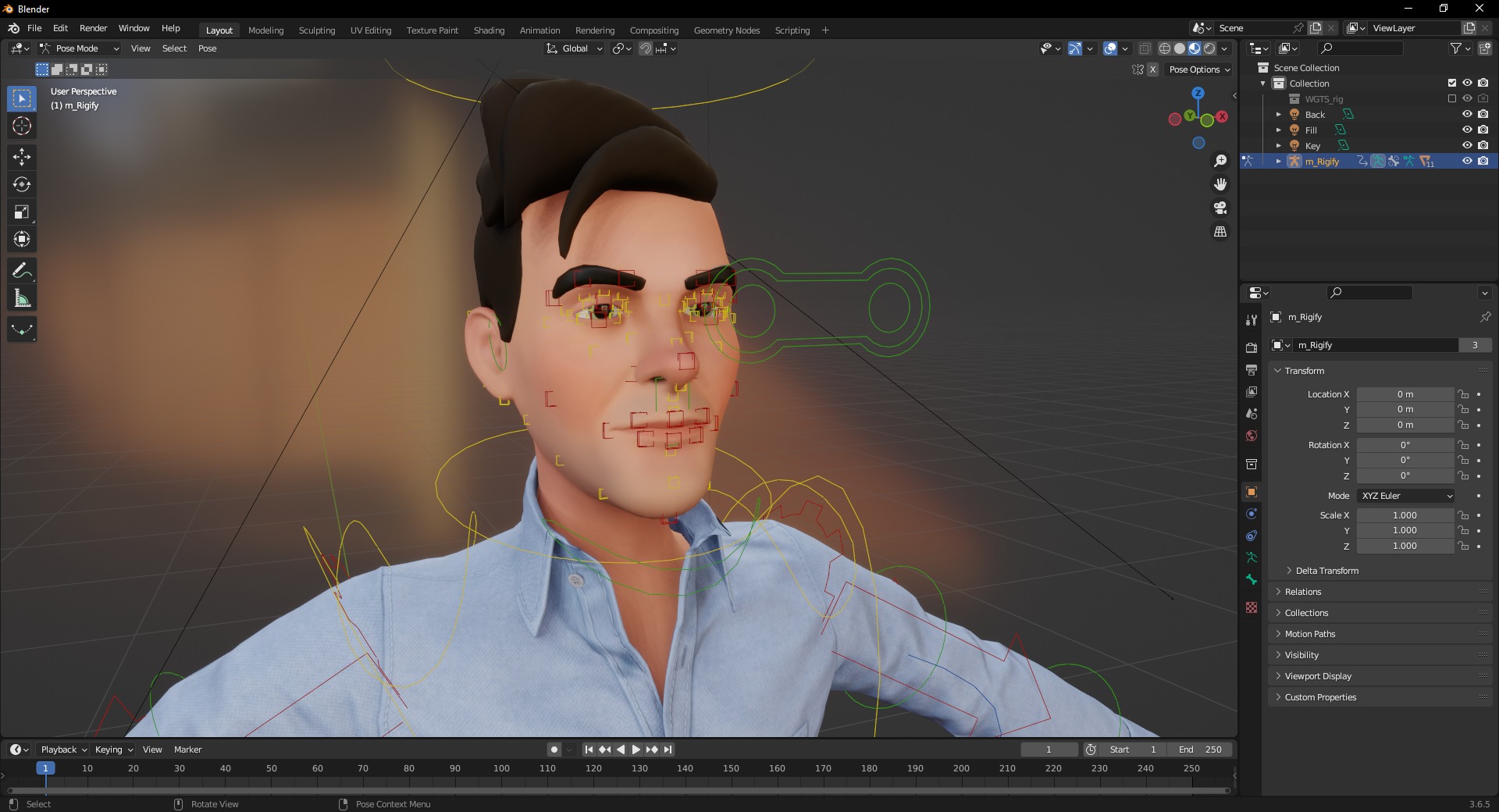 Cartoon Handsome Man in Casual Shirt Low-poly 3D model_20