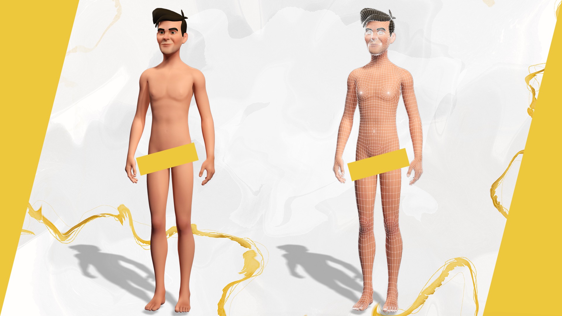 Cartoon Handsome Man in Casual Shirt Low-poly 3D model_2