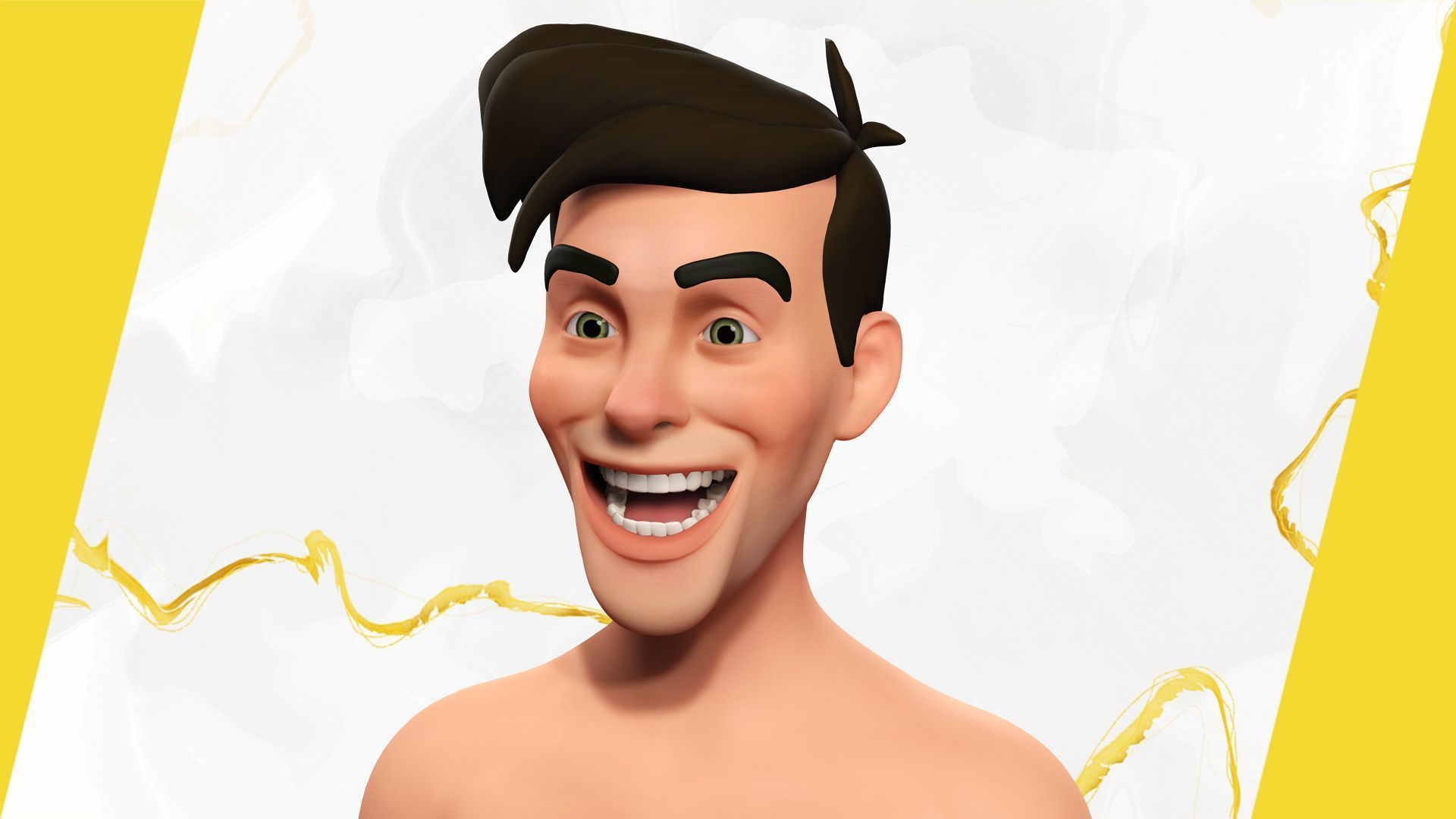 Cartoon Handsome Man in Casual Shirt Low-poly 3D model_17