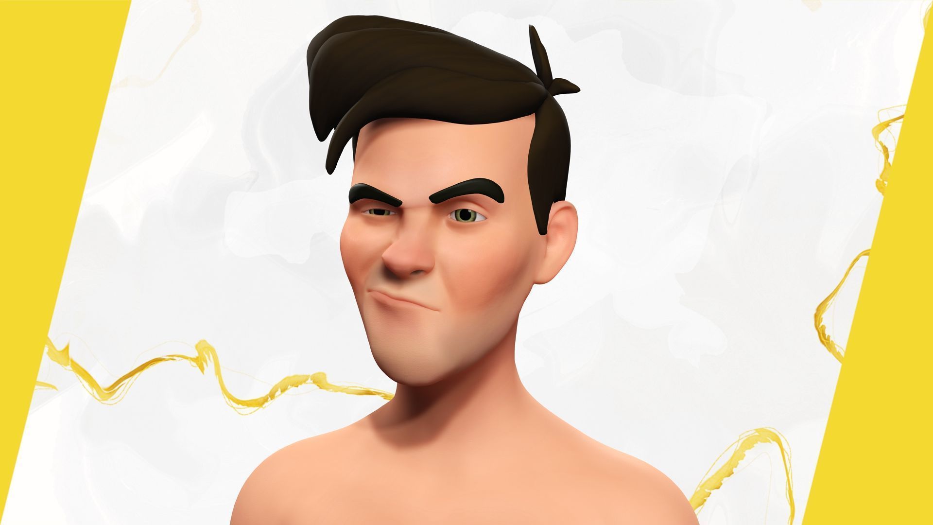 Cartoon Handsome Man in Casual Shirt Low-poly 3D model_10