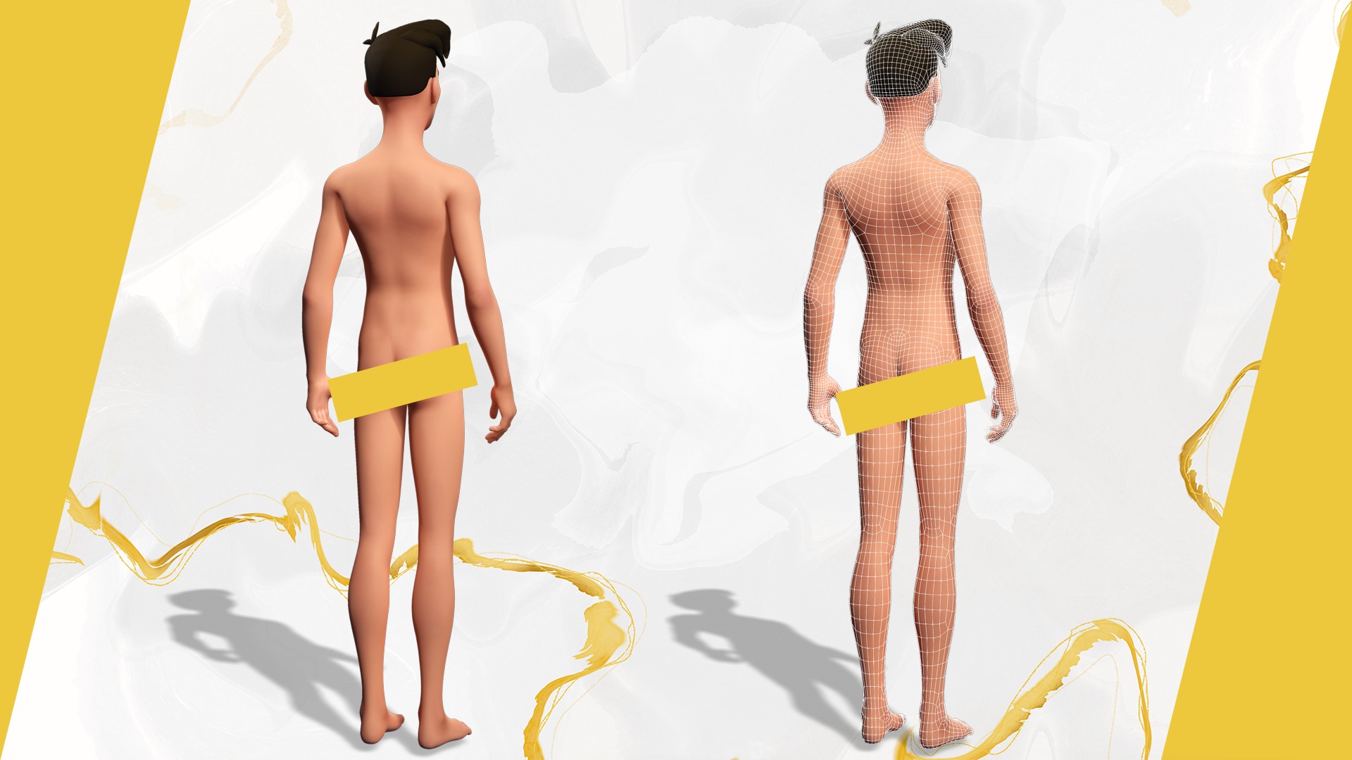 Cartoon Handsome Man in Casual Shirt Low-poly 3D model_3