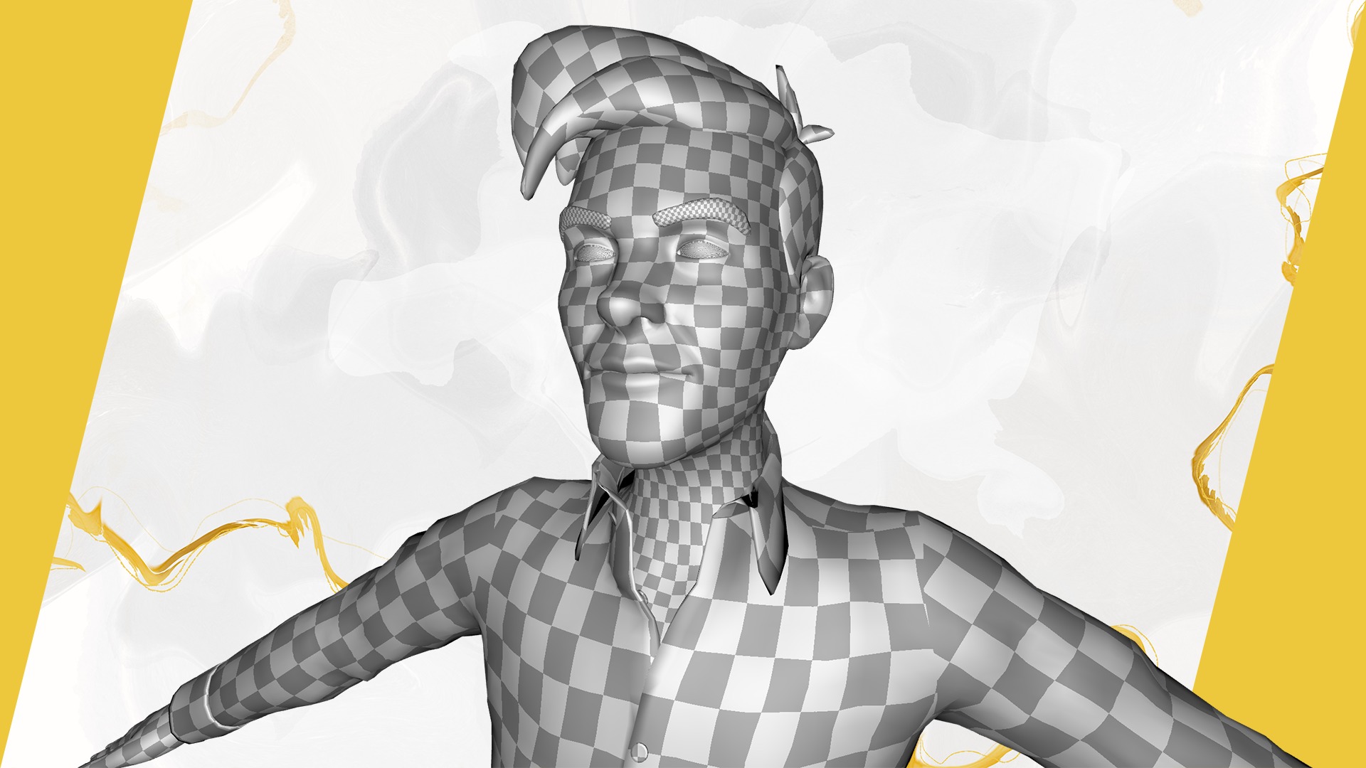 Cartoon Handsome Man in Casual Shirt Low-poly 3D model_30