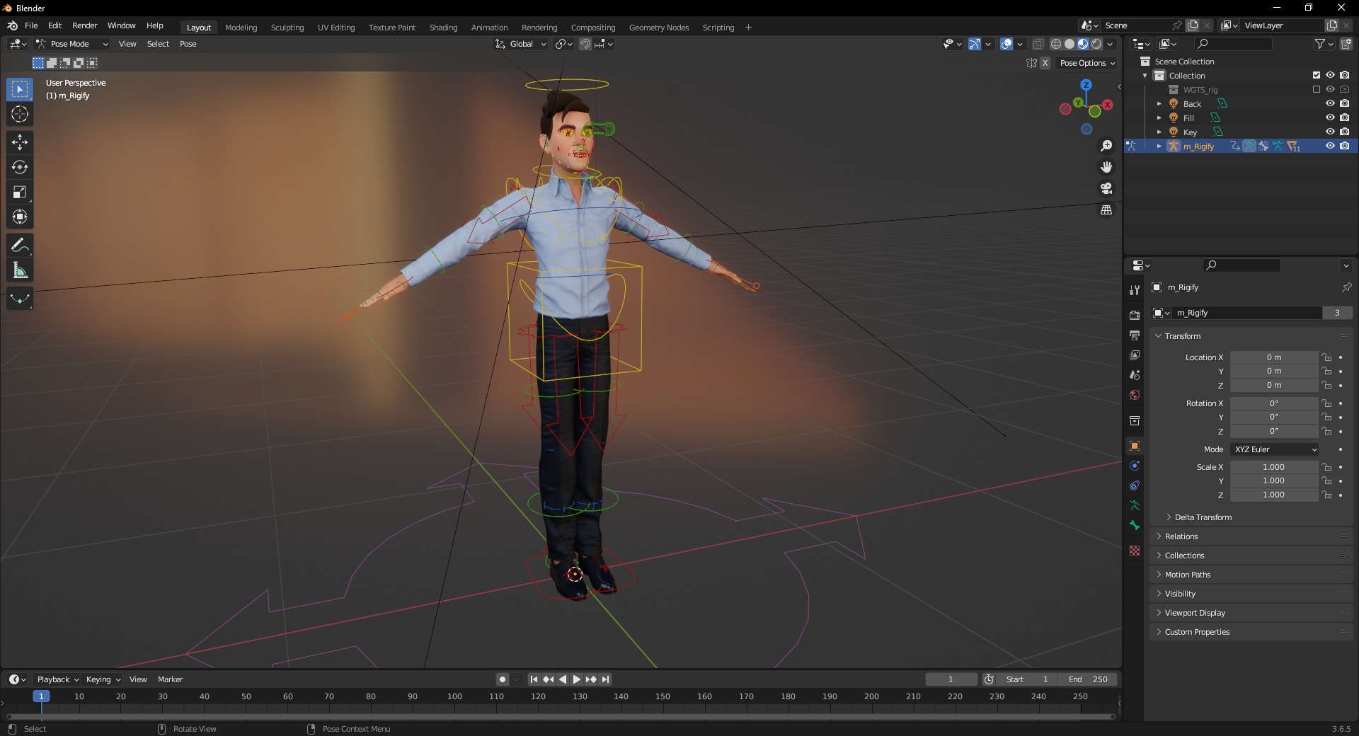 Cartoon Handsome Man in Casual Shirt Low-poly 3D model_19