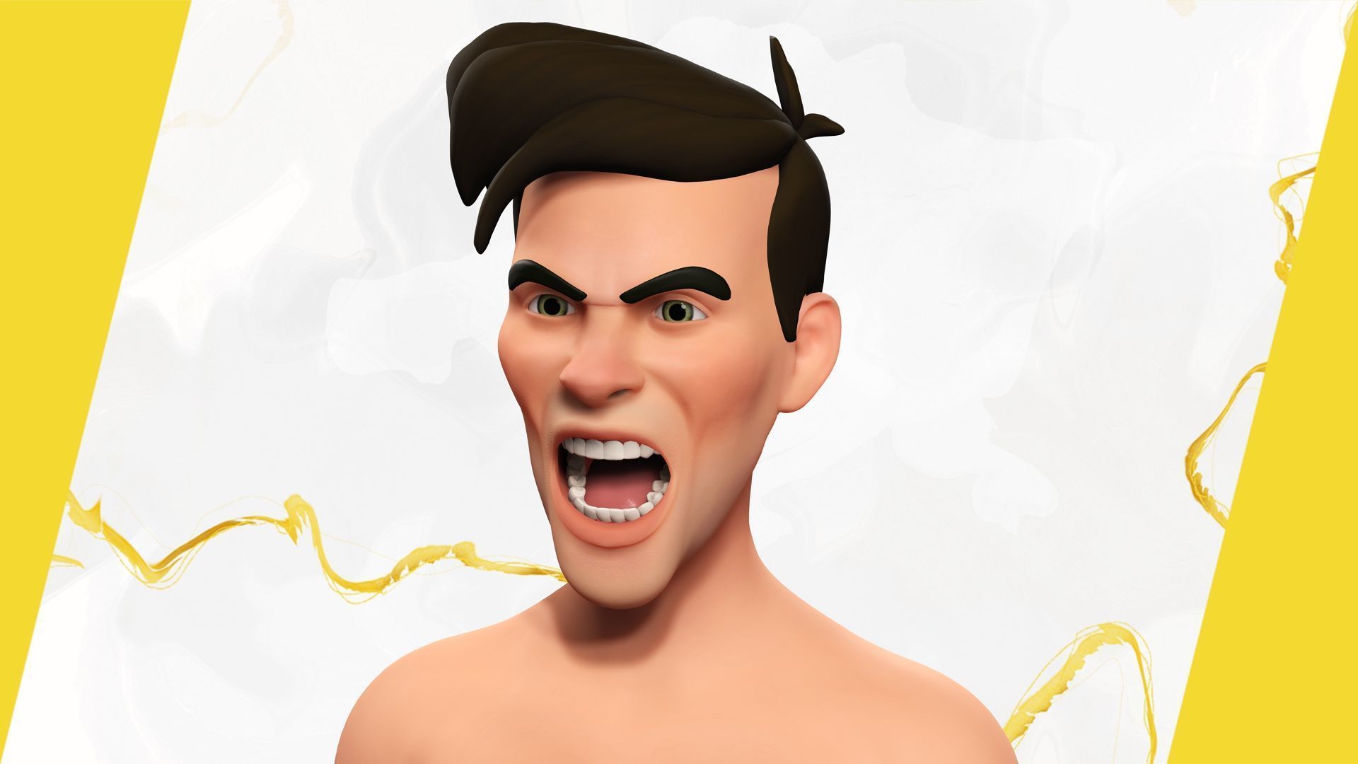 Cartoon Handsome Man in Casual Shirt Low-poly 3D model_9