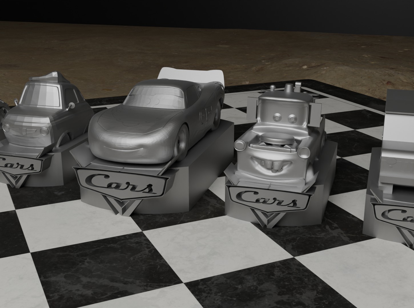 Cars Movie Chess Set - 6 Chess Game Pieces 3D print model_38