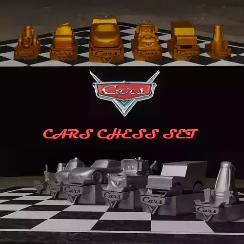 Cars Movie Chess Set - 6 Chess Game Pieces 3D print model Cars Movie Chess Set - 6 Chess Game Pieces 3D print model