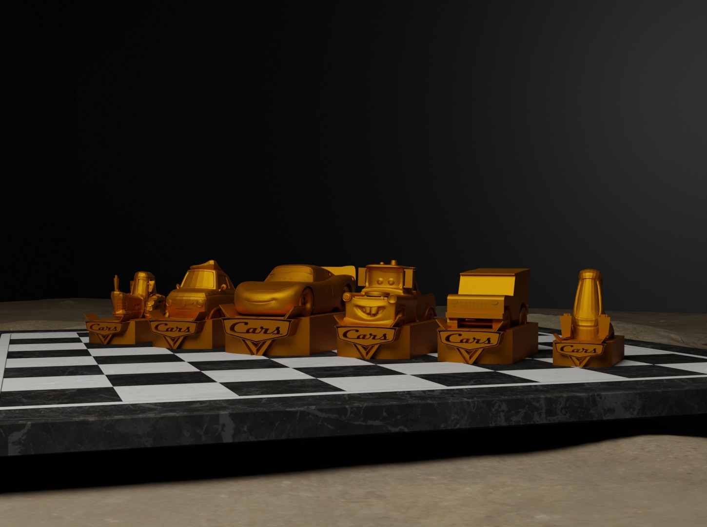 Cars Movie Chess Set - 6 Chess Game Pieces 3D print model_15