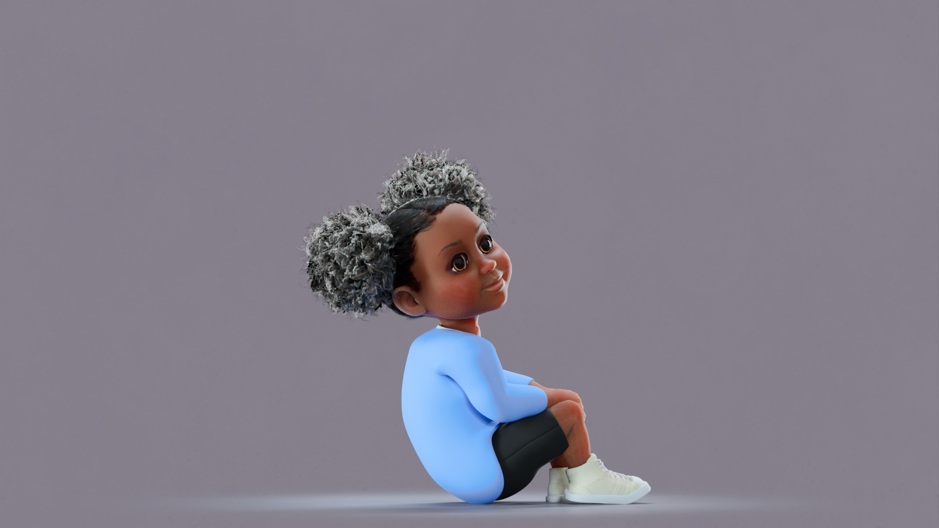 Afro Girl - Rigged cartoon character Low-poly 3D model_25