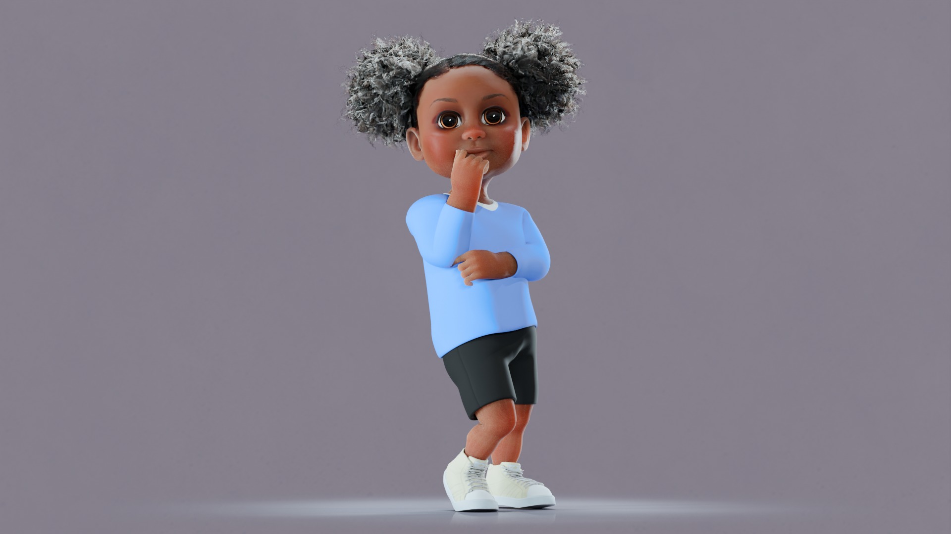 Afro Girl - Rigged cartoon character Low-poly 3D model_34