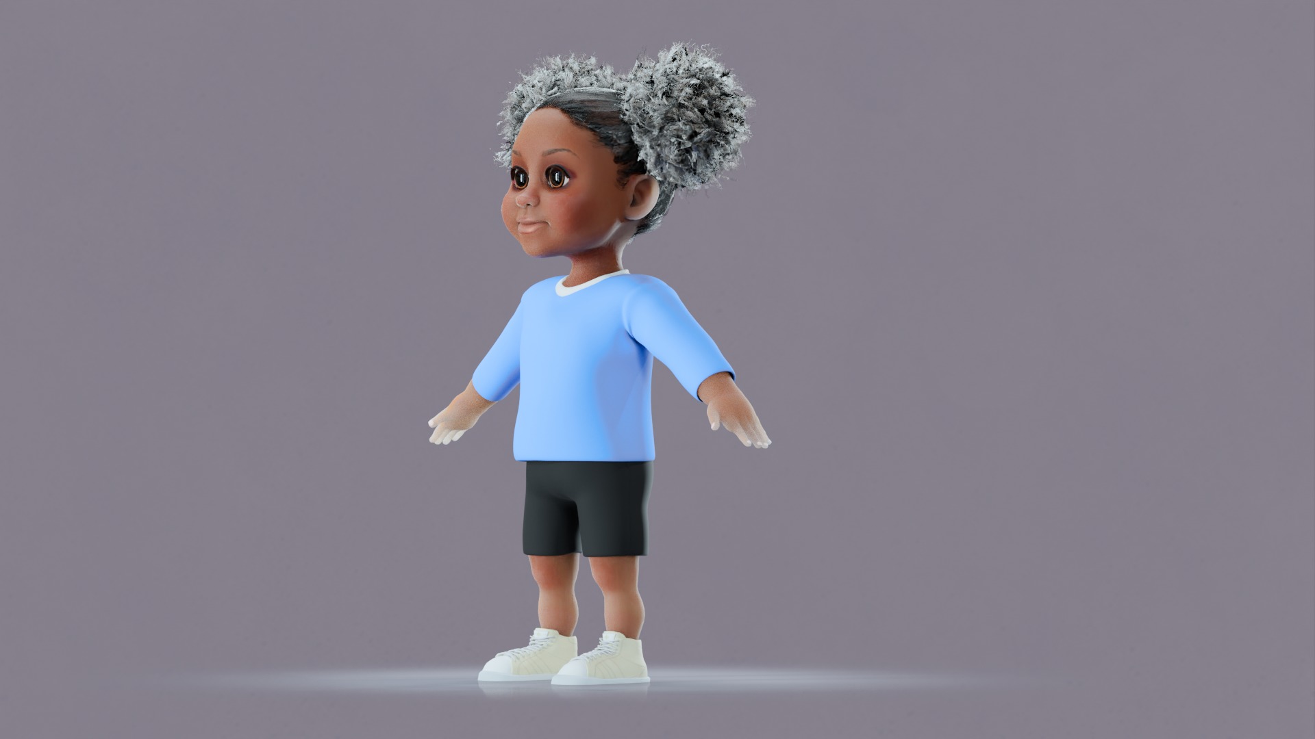 Afro Girl - Rigged cartoon character Low-poly 3D model_41