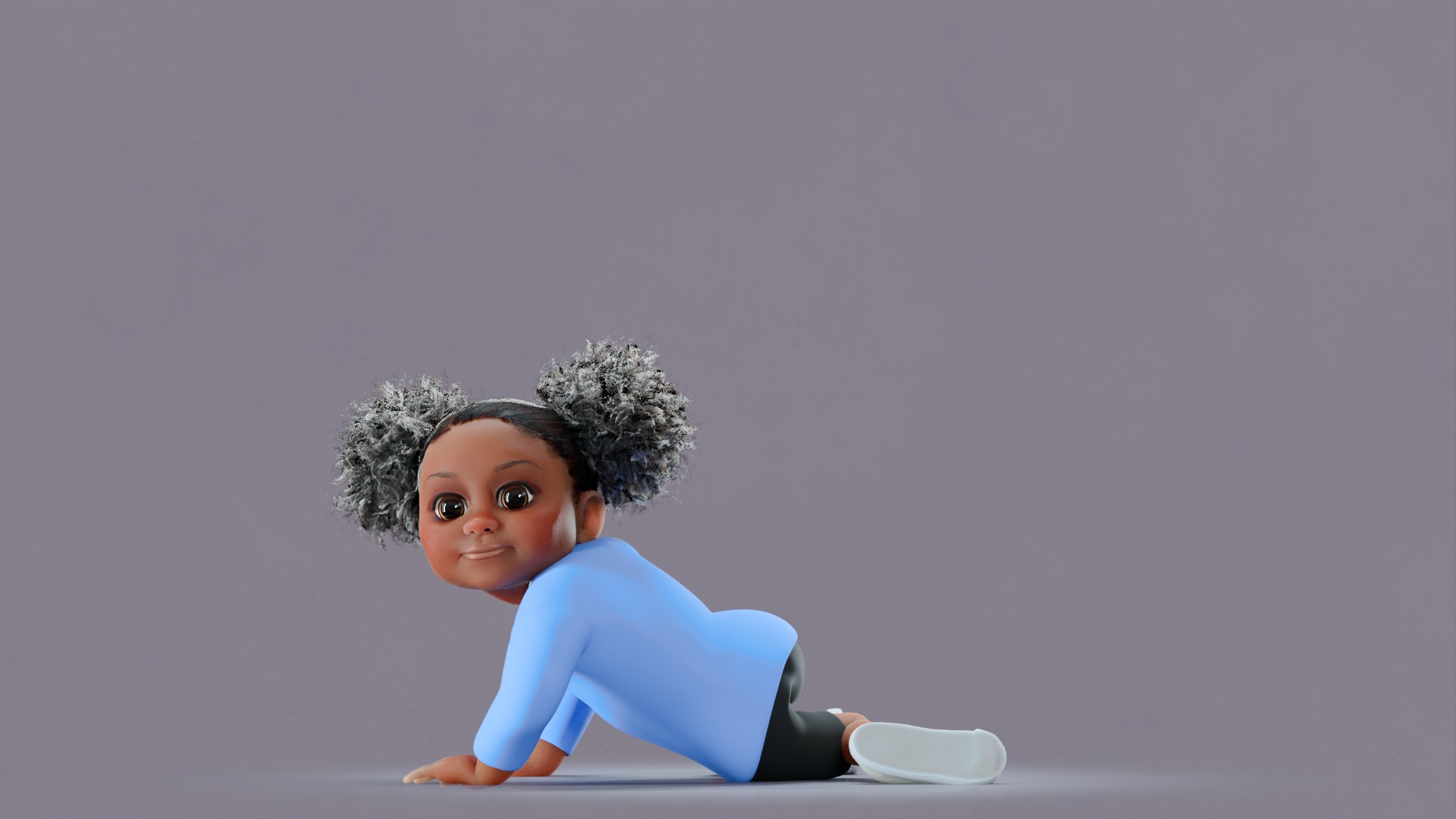 Afro Girl - Rigged cartoon character Low-poly 3D model_22