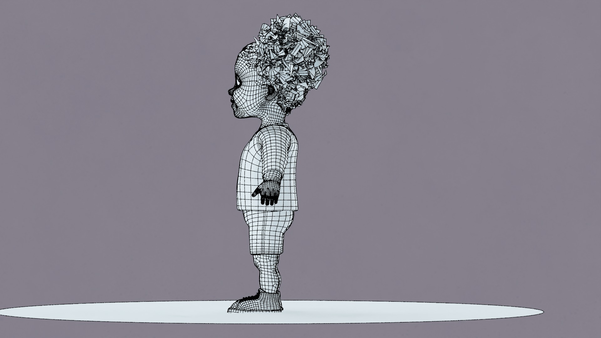 Afro Girl - Rigged cartoon character Low-poly 3D model_44
